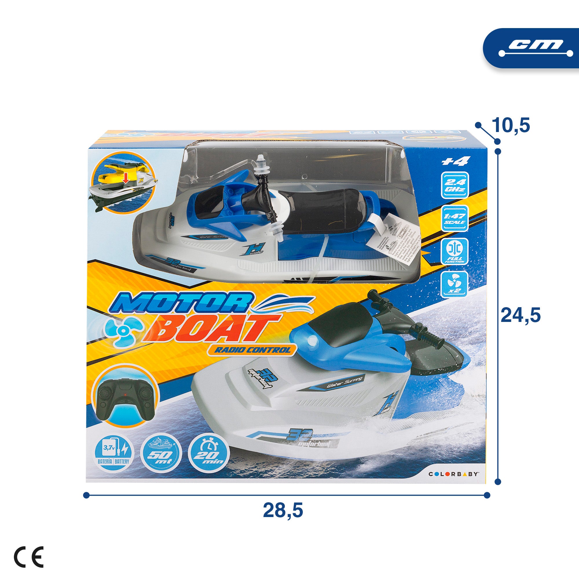 Barco de corrida jet ski controlado por rádio à escala 1:47