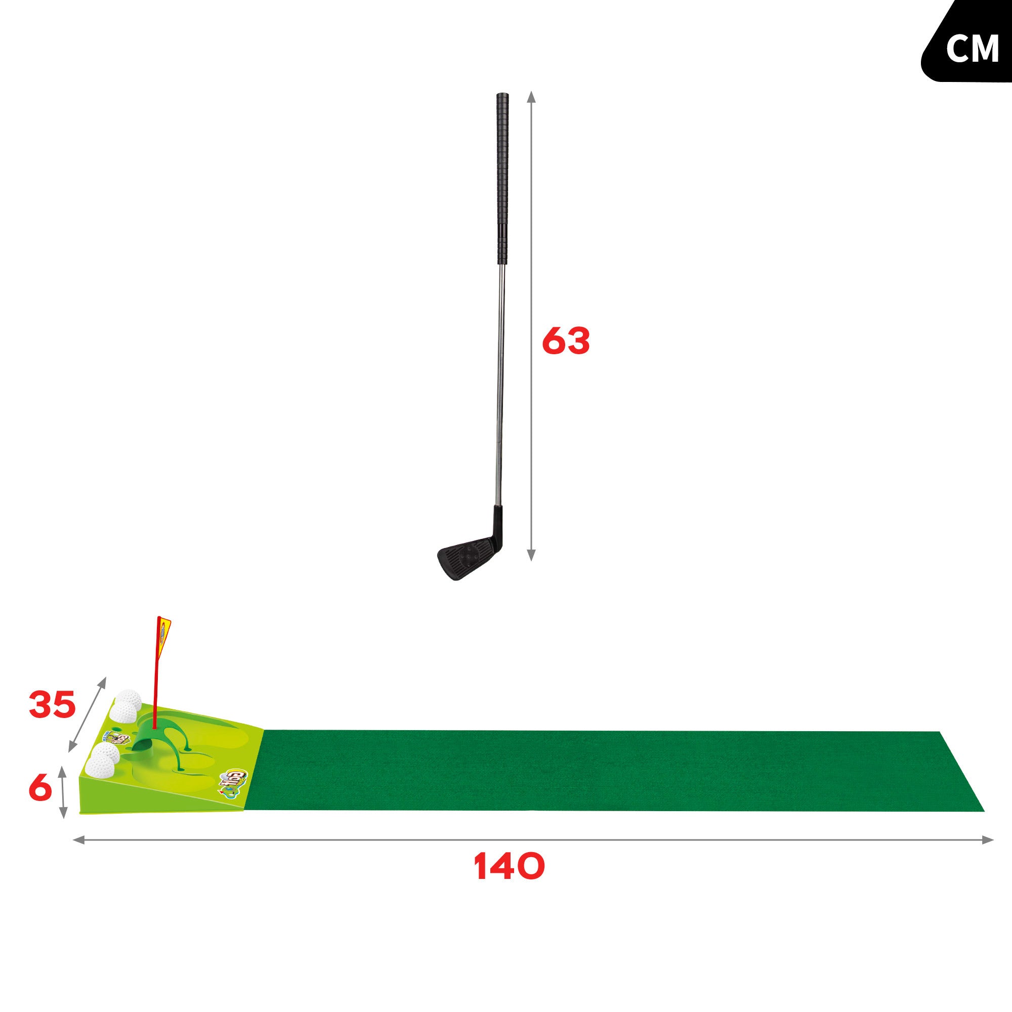 Conjunto de minigolfe CB Sports com 2 tacos e 4 bolas.