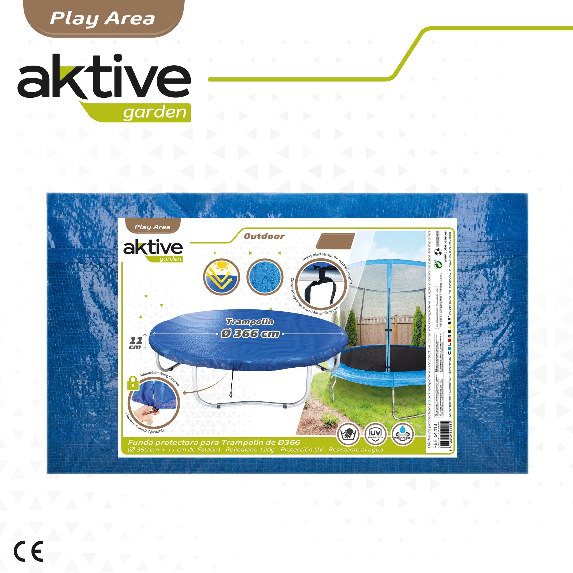 Capa impermeável Aktive para trampolim, Ø366 cm, com proteção UV.