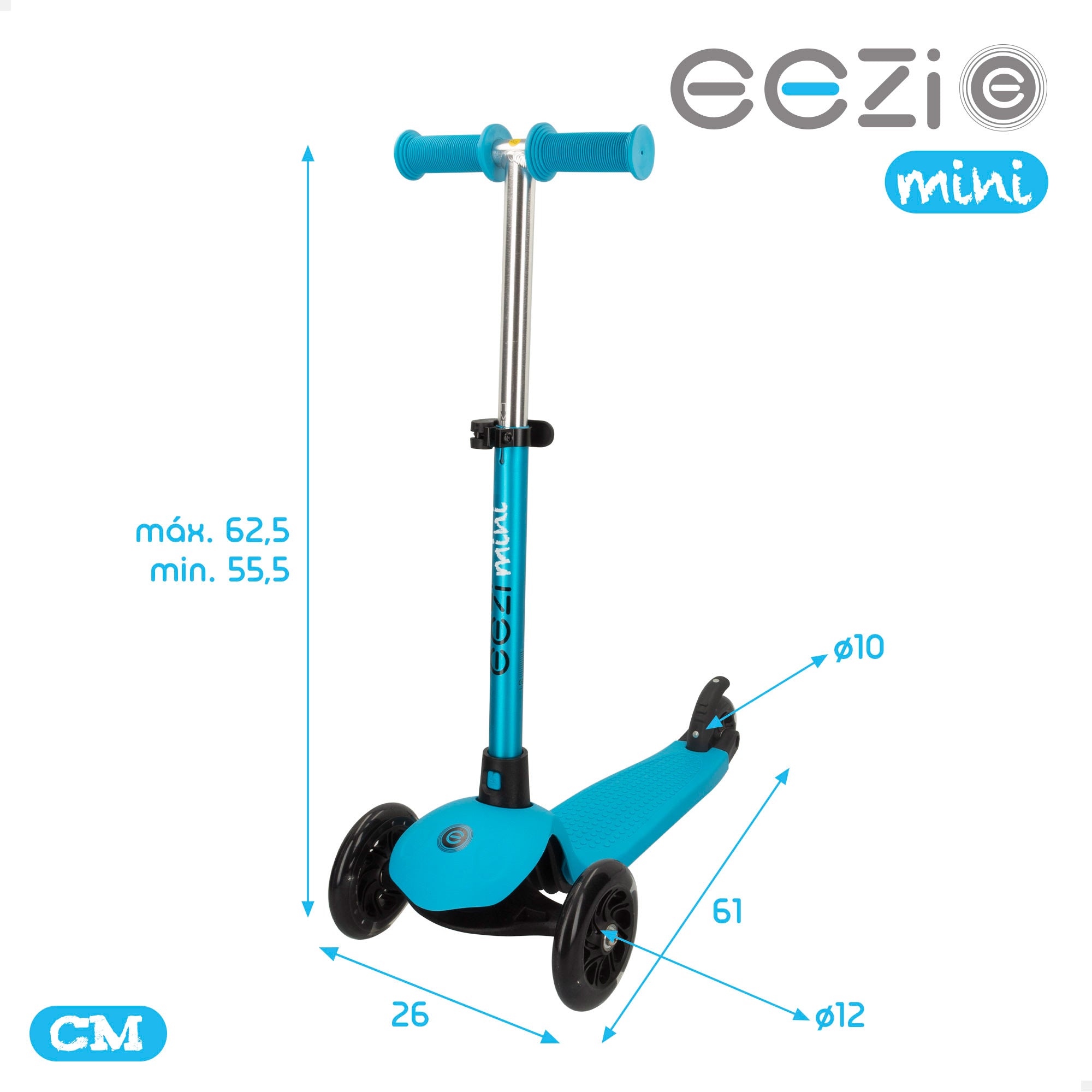 Trotinete EEZI Azul de 3 Rodas com Guiador Removível
