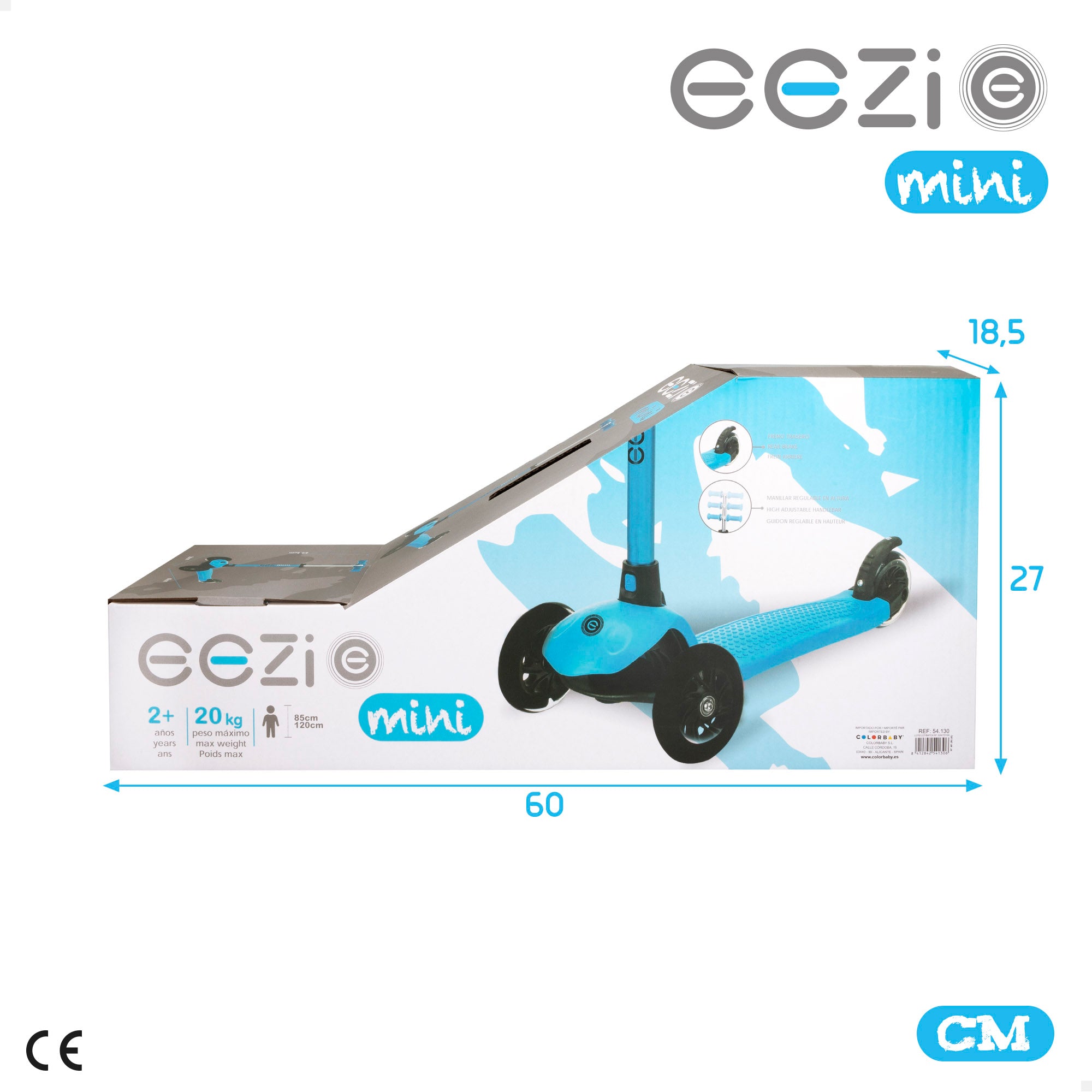 Trotinete EEZI Azul de 3 Rodas com Guiador Removível