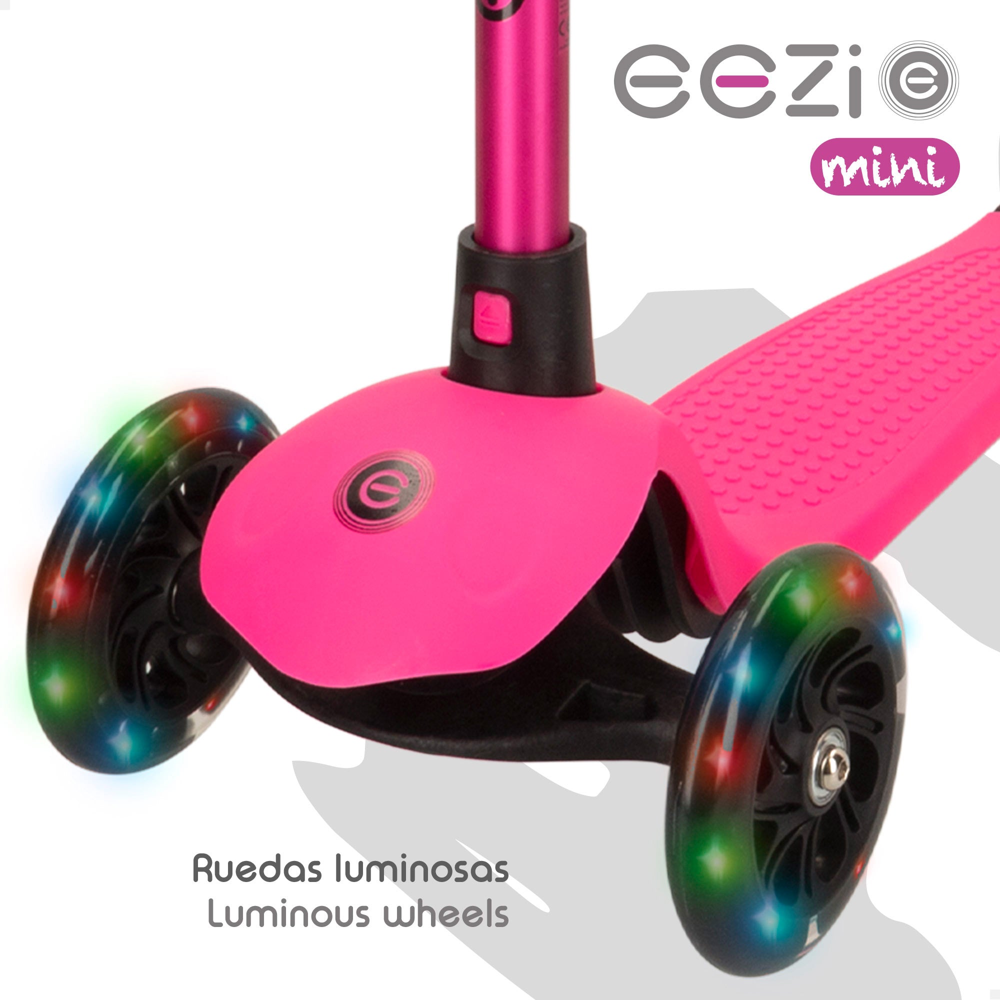 Trotinete EEZI Fuchsia de 3 rodas com luzes e guiador amovível
