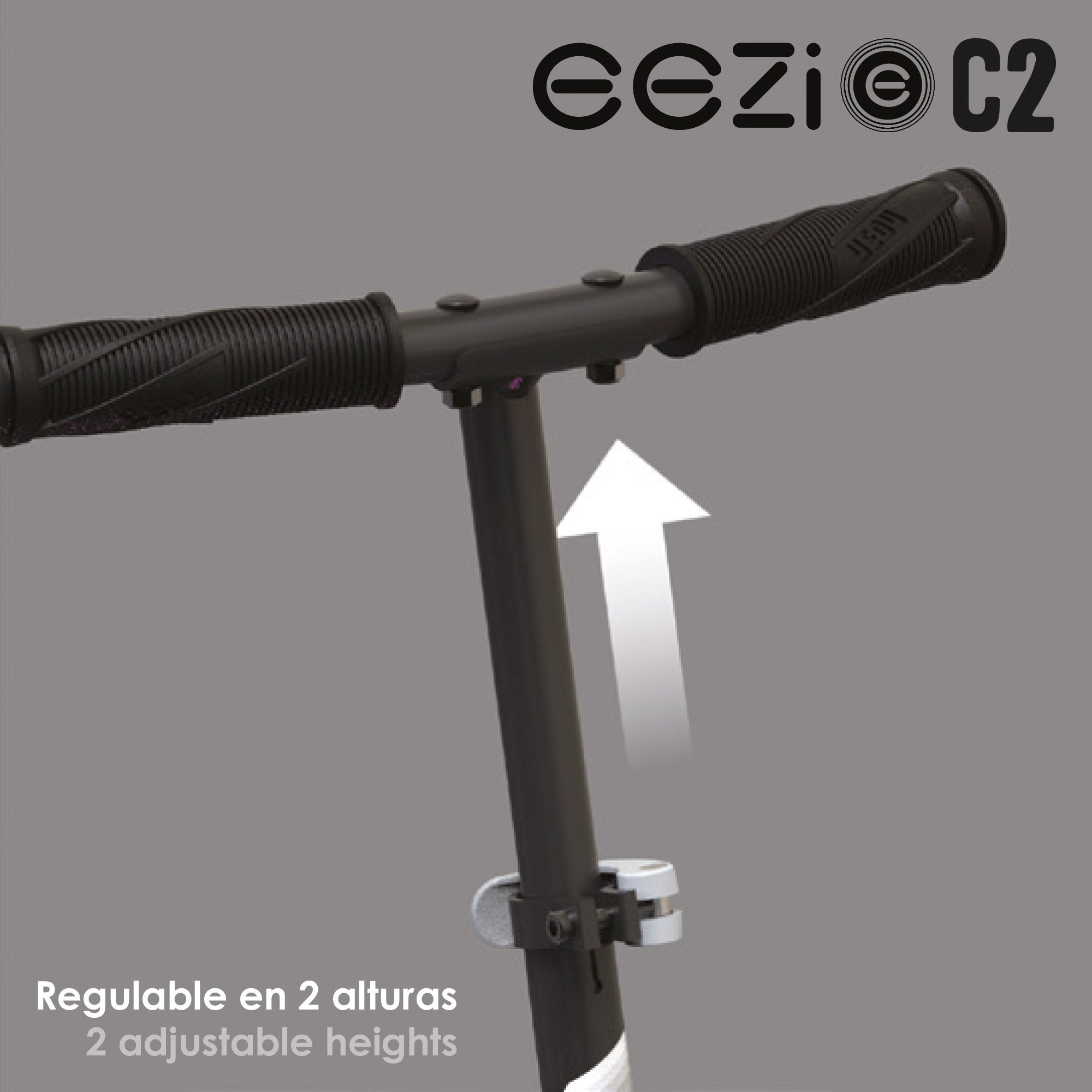 Trotinete dobrável EEZI preta de 2 rodas com luzes personalizáveis