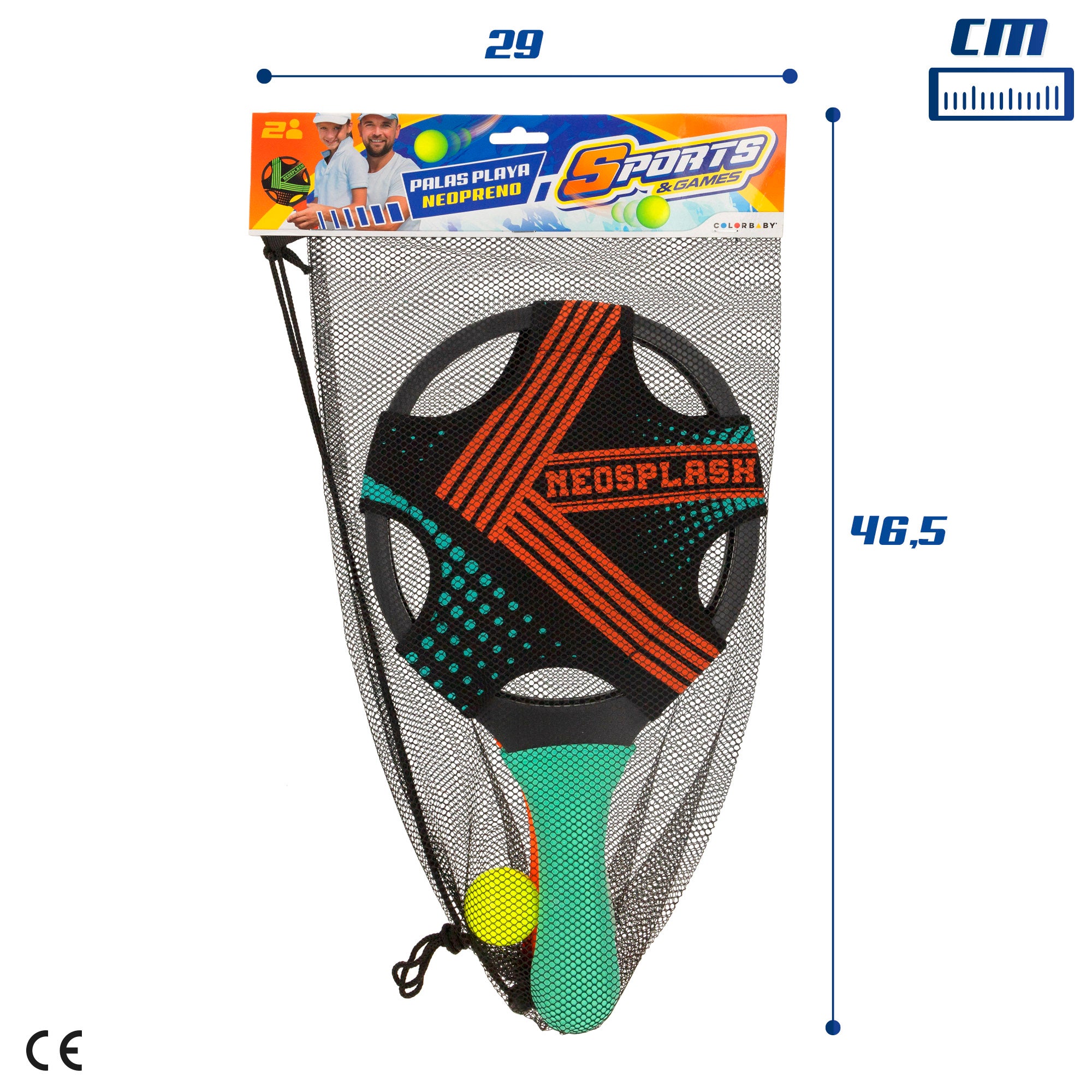 Conjunto de 2 raquetes de praia com bola COLORBABY