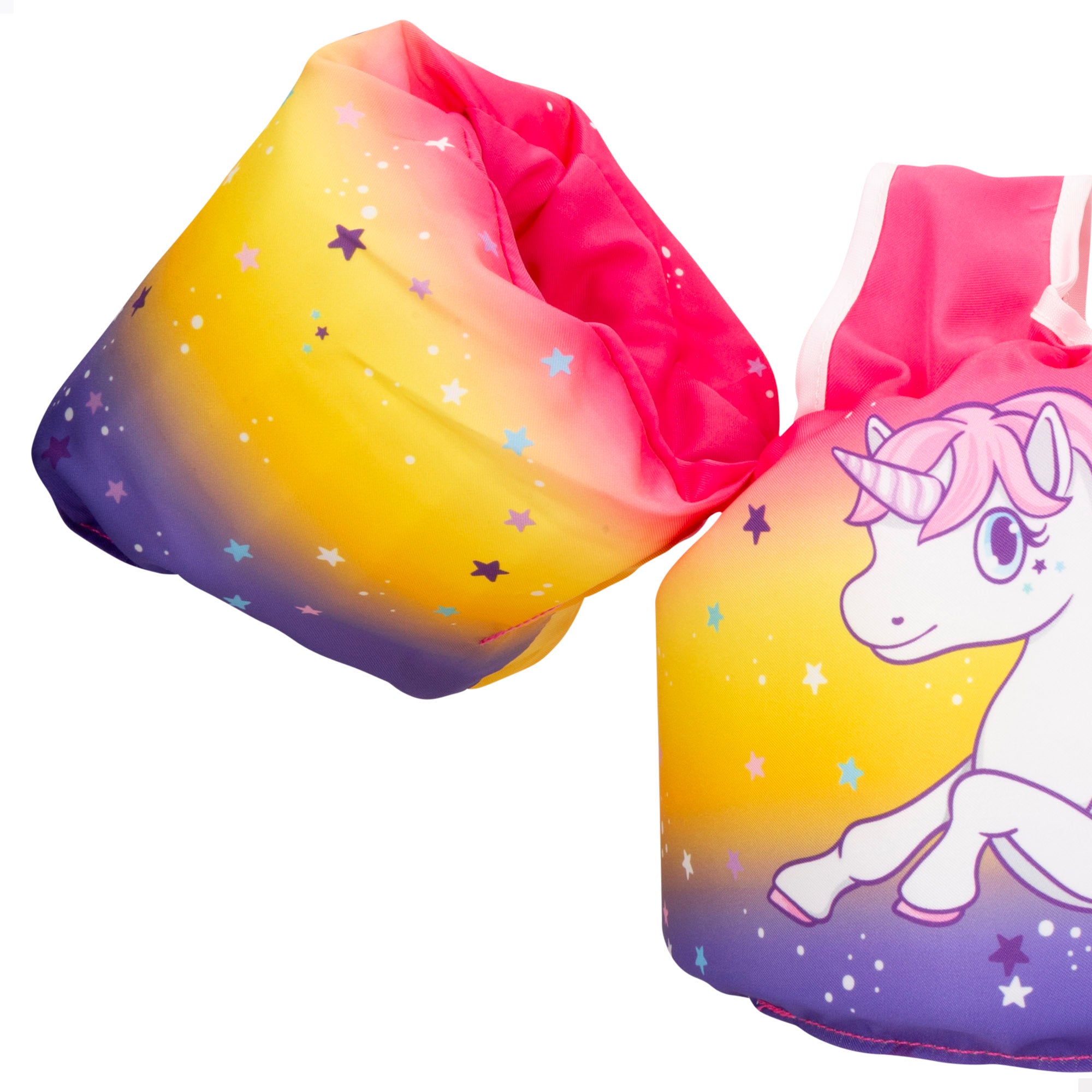 Colete salva-vidas para criança Aqua Sport Unicorn, ajustável, de 15 a 30 kg.