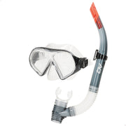 Conjunto Aqua Sport com óculos de mergulho 150º e snorkel adulto cinzento/branco