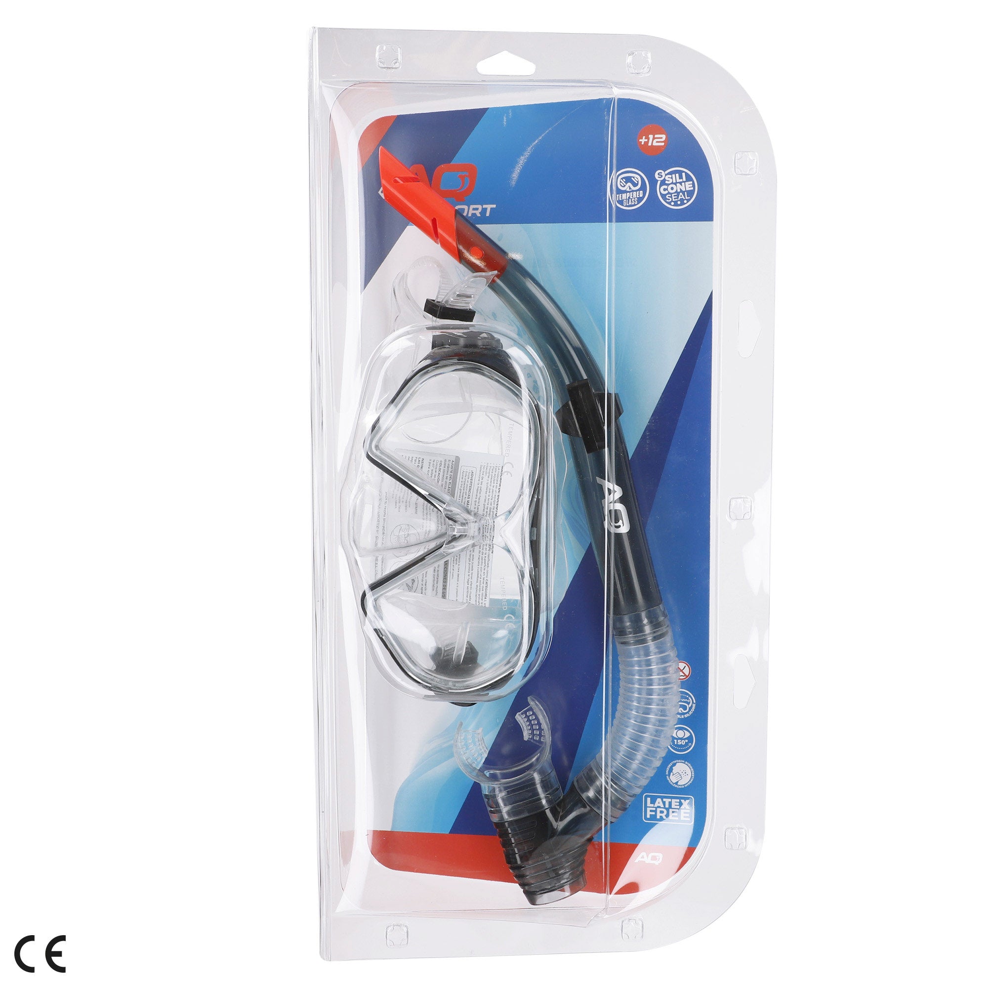 Conjunto Aqua Sport com óculos de mergulho 150º e snorkel adulto cinzento/branco