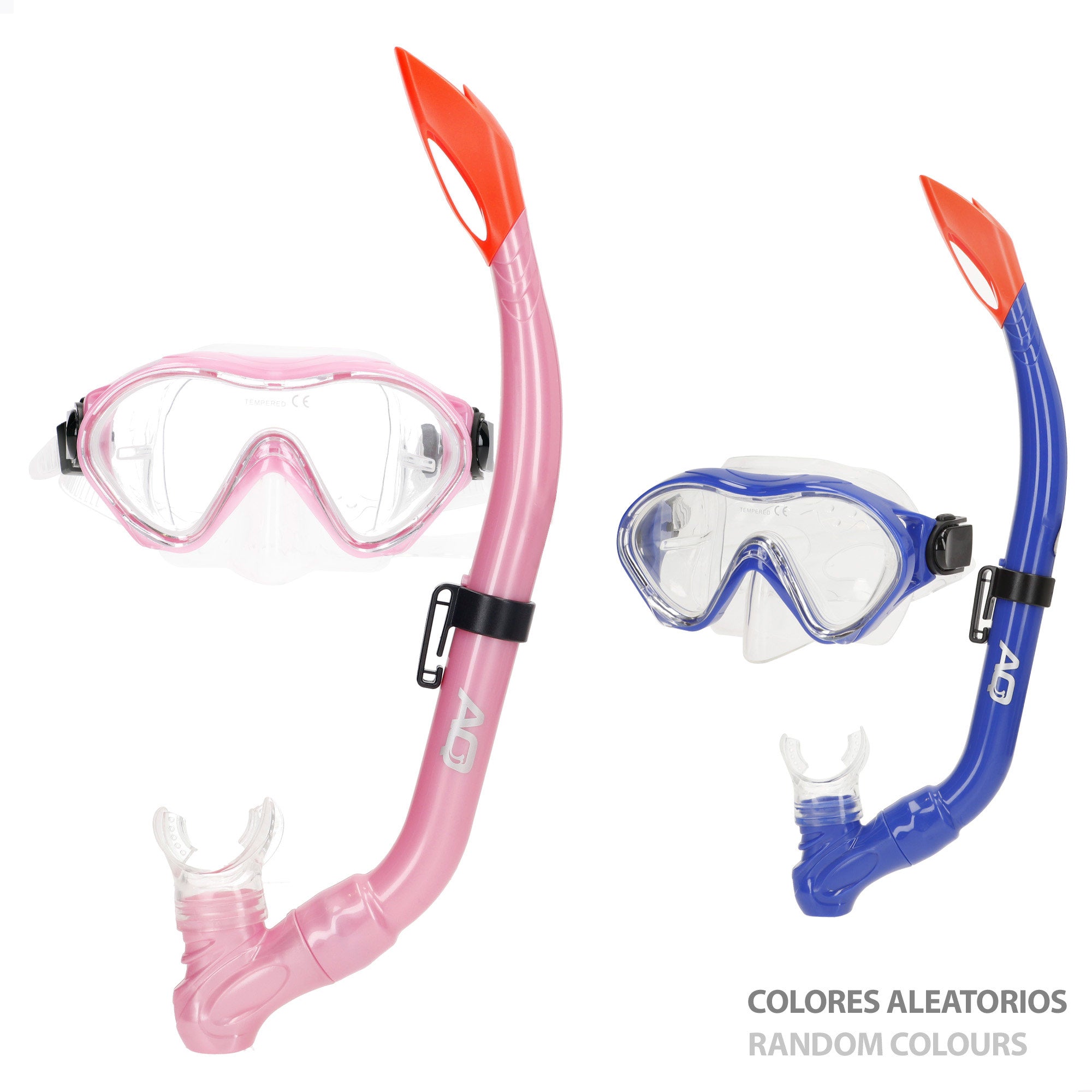 Conjunto de óculos de mergulho Aqua Sport com visão de 150º e snorkel para criança.