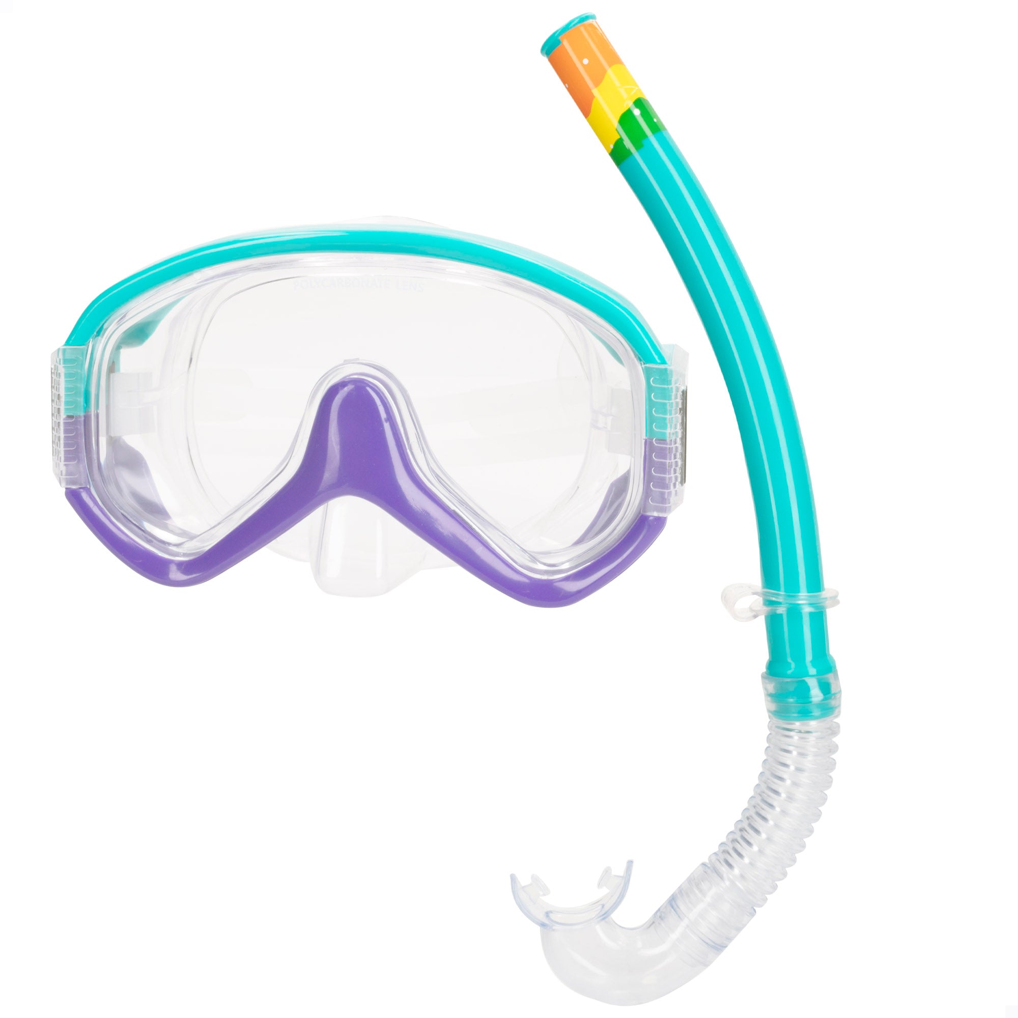 Conjunto Aqua Sport com óculos de mergulho e snorkel para adulto, turquesa/lilás