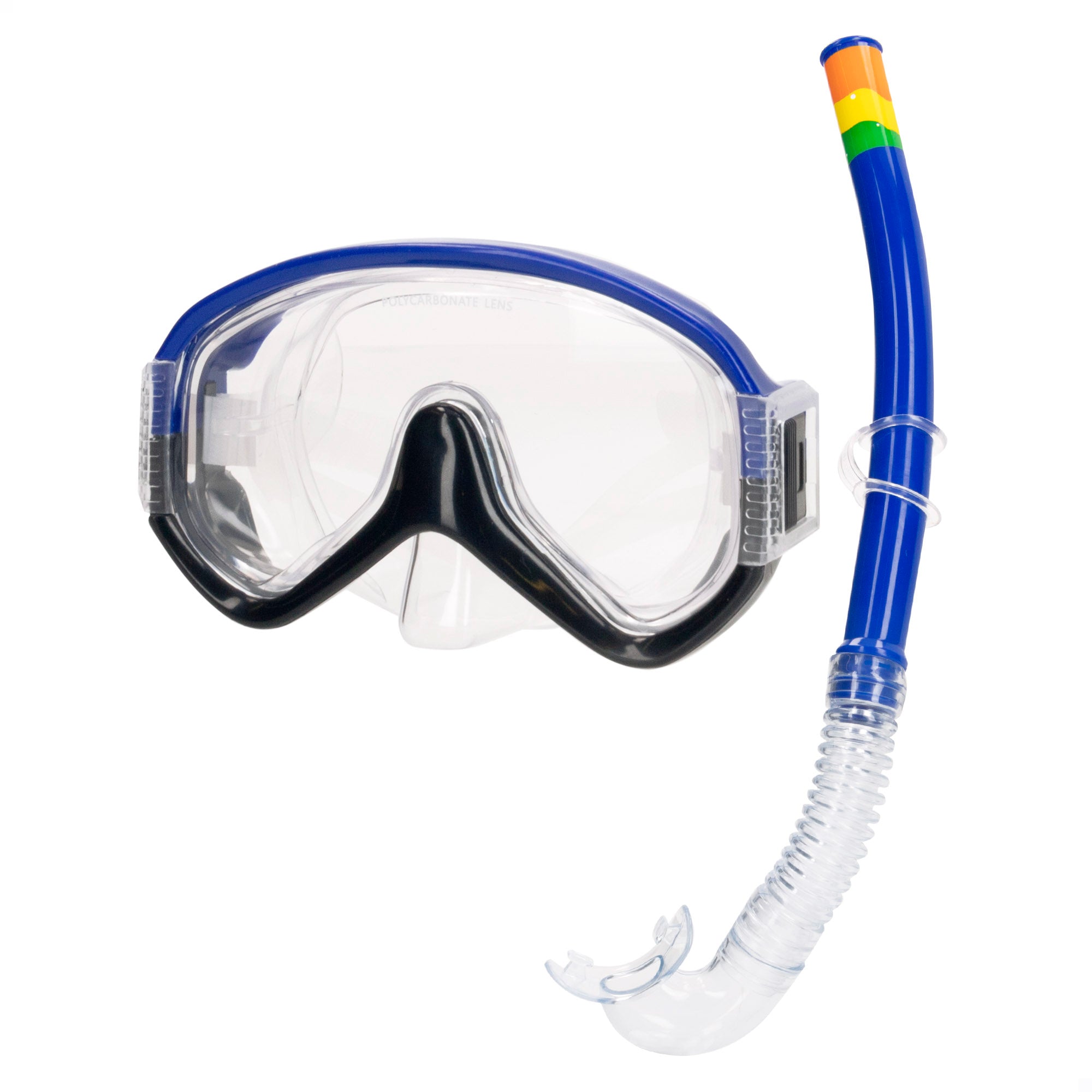 Conjunto Aqua Sport com máscara de mergulho e snorkel para adulto, azul/preto