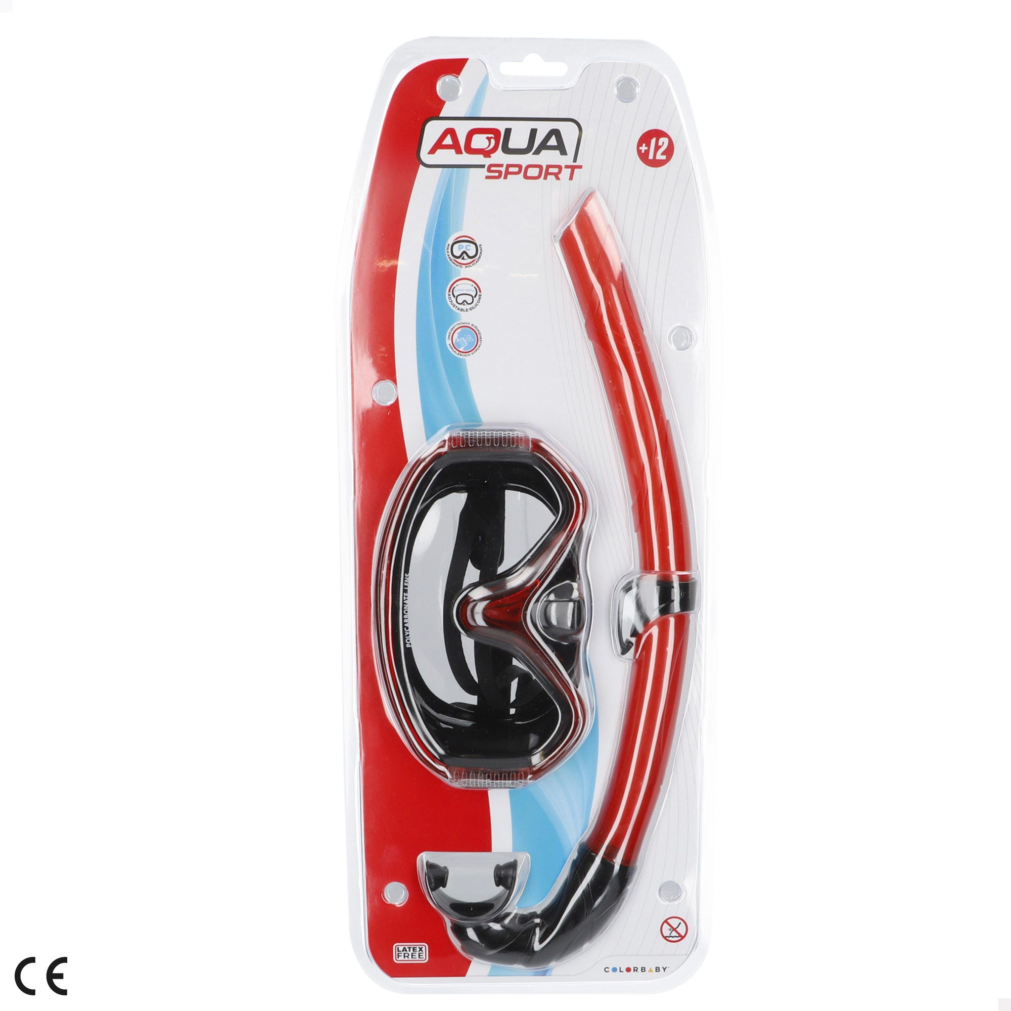 Conjunto Aqua Sport com óculos de mergulho e snorkel para adulto, preto.