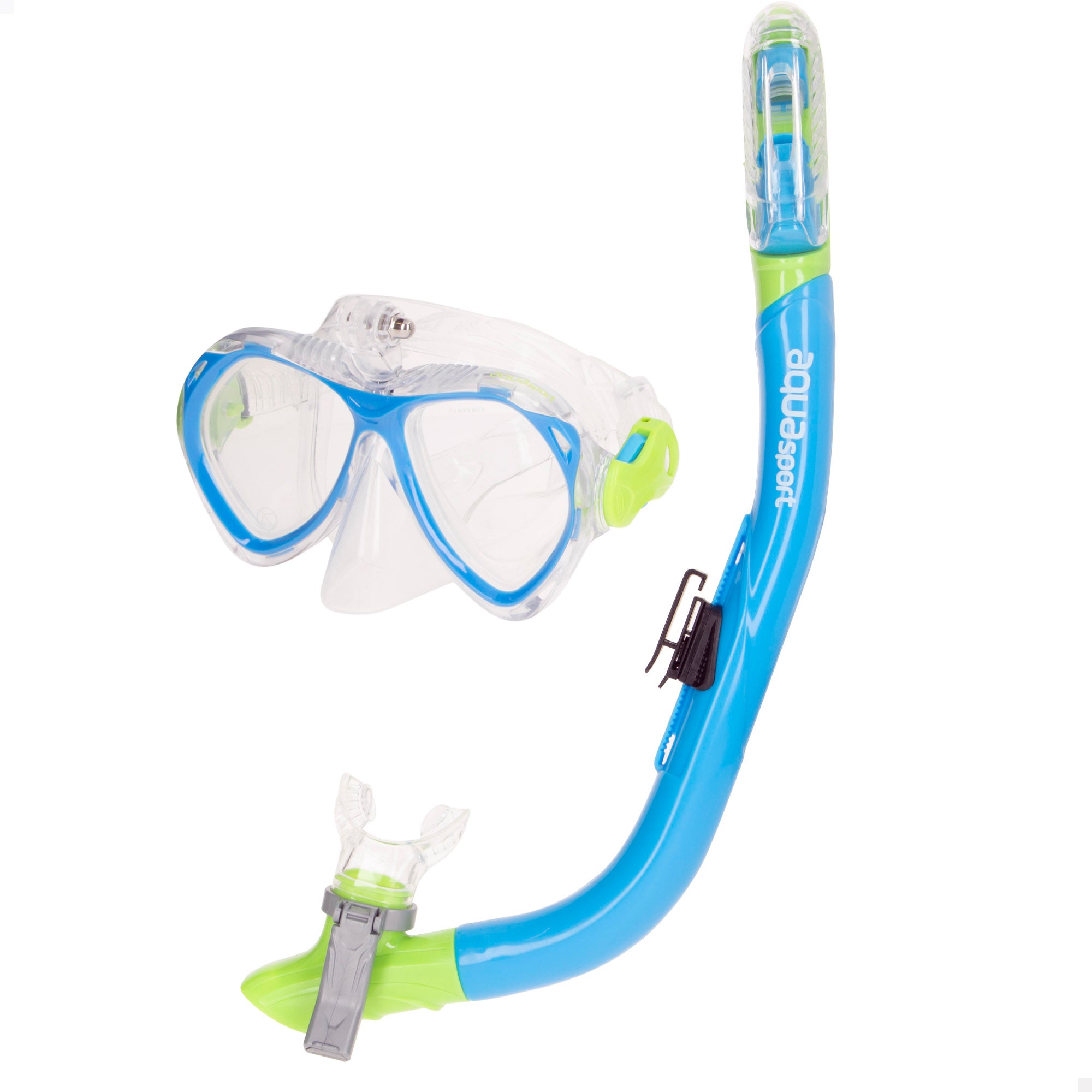 Conjunto de óculos de mergulho e snorkel para crianças para desportos aquáticos com suporte para câmara.