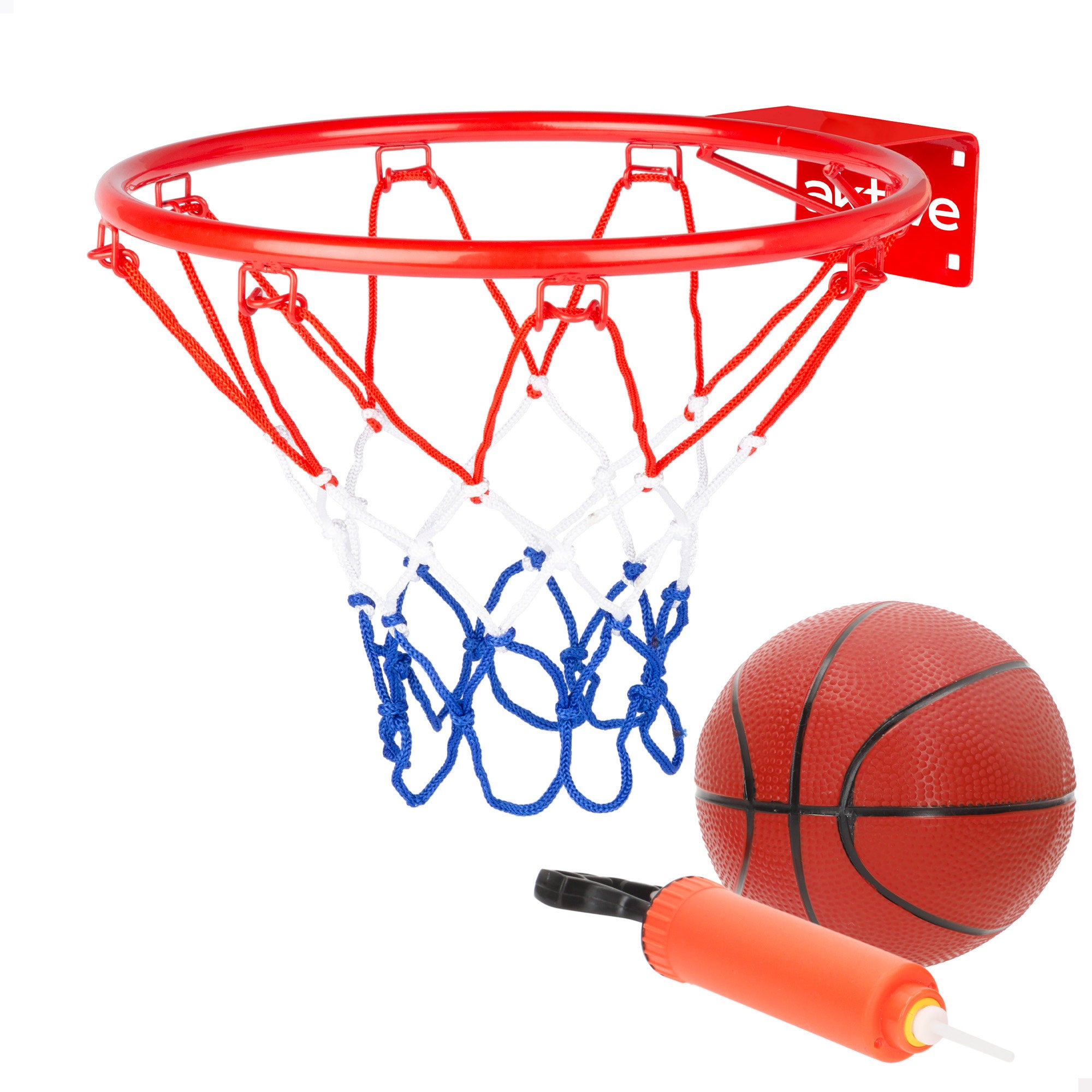 Cesta de basquetebol de parede Aktive de 32 cm com bola e bomba.