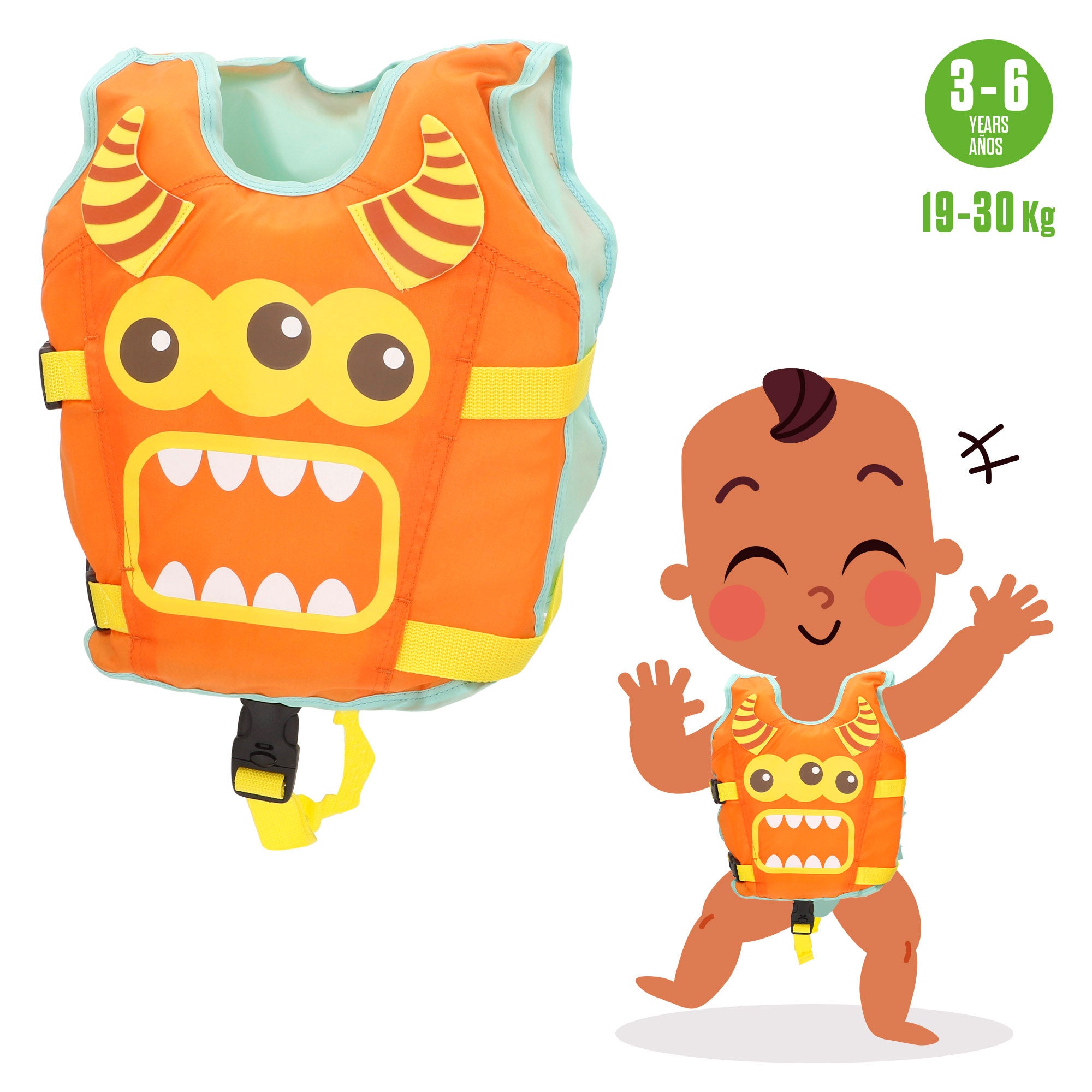 Colete salva-vidas em neoprene para desportos aquáticos, para crianças dos 3 aos 6 anos.