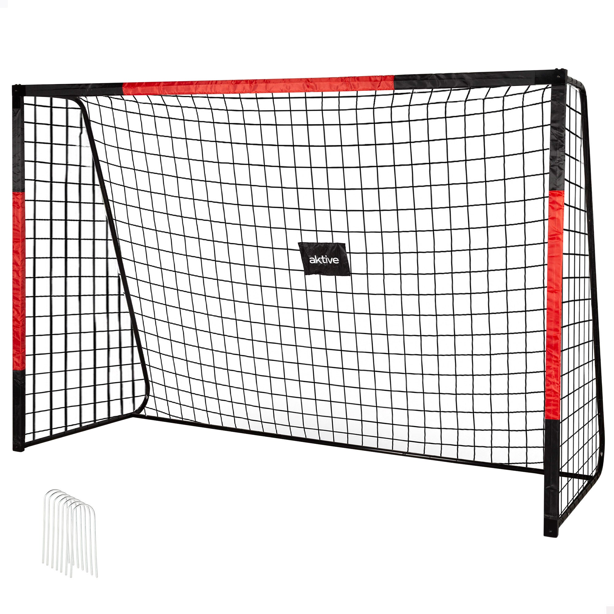 Trave de futebol Aktive de 3m em aço com rede resistente e 7 estacas.
