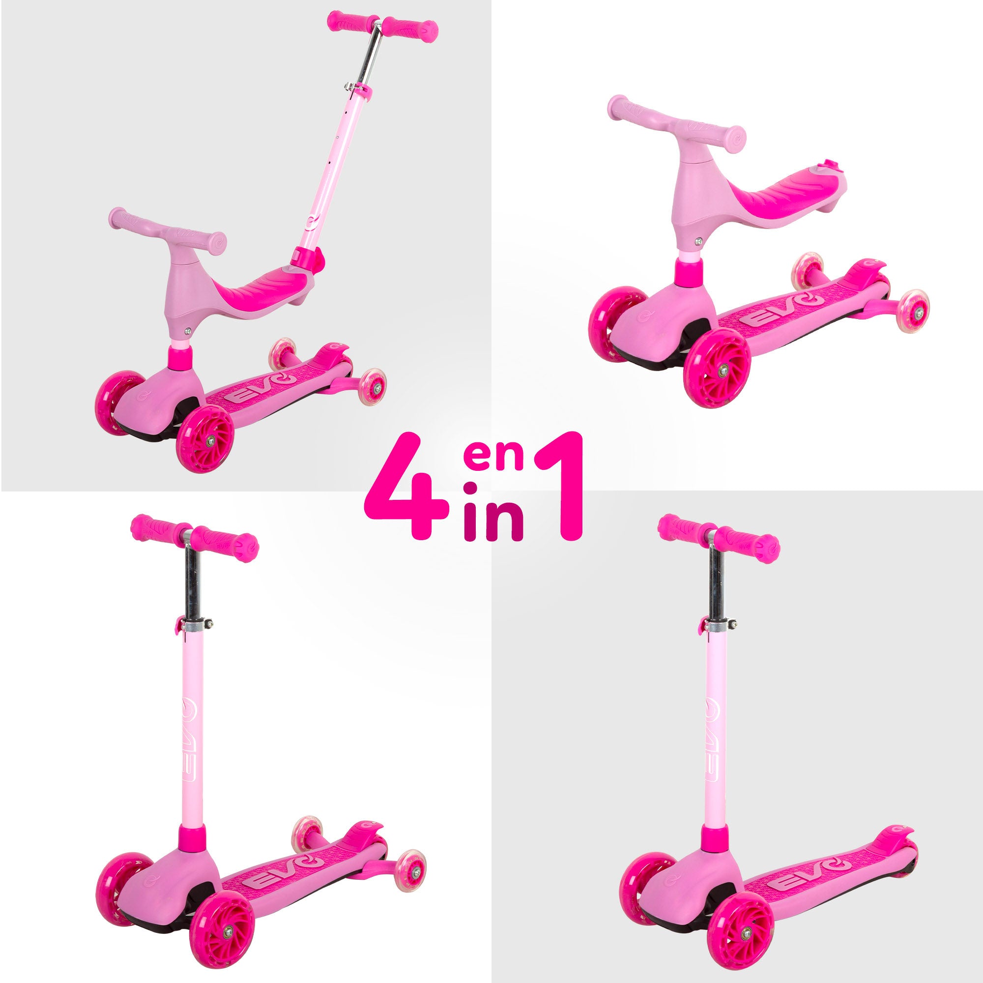 Trotinete Evolutiva EVO 4 em 1 Rosa