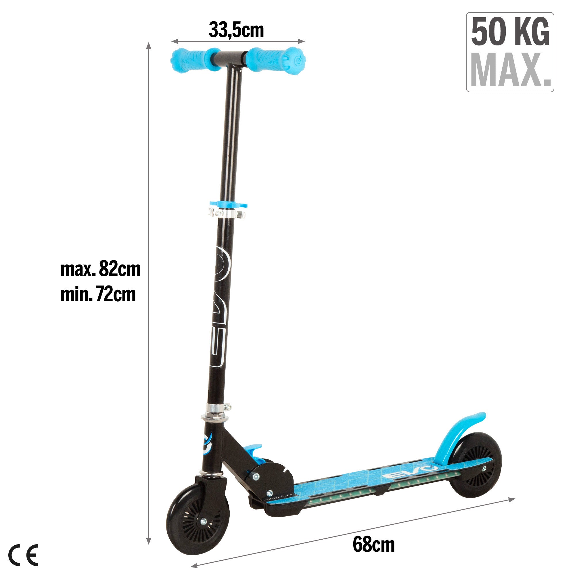 Trotinete EVO Azul com 2 Rodas e Luzes Multicolor