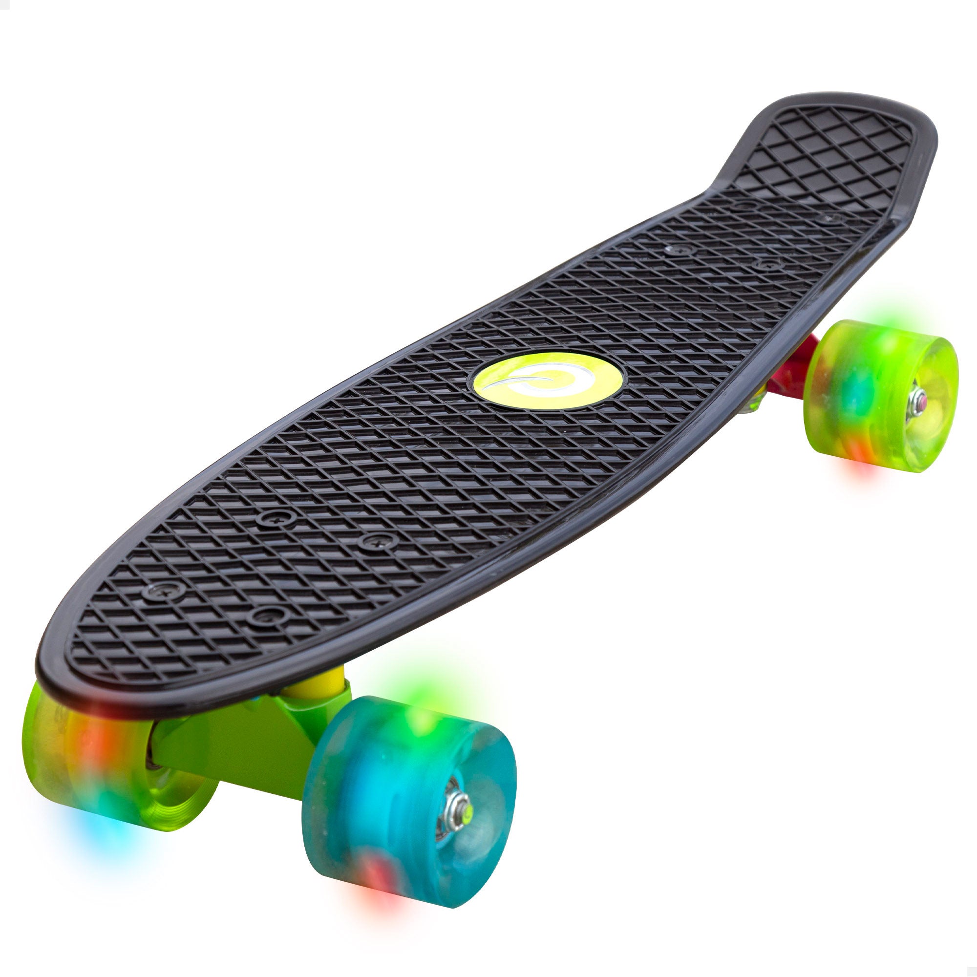 Skate EVO preto de 4 rodas com luzes