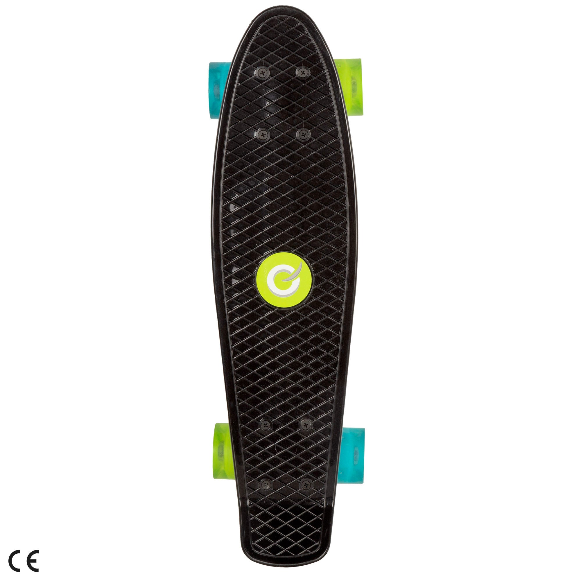 Skate EVO preto de 4 rodas com luzes