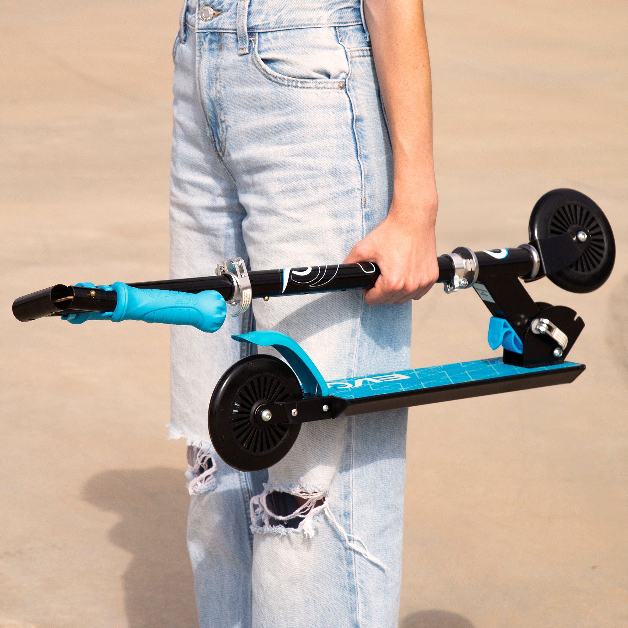 Trotinete dobrável e ajustável de 2 rodas EVO Azul