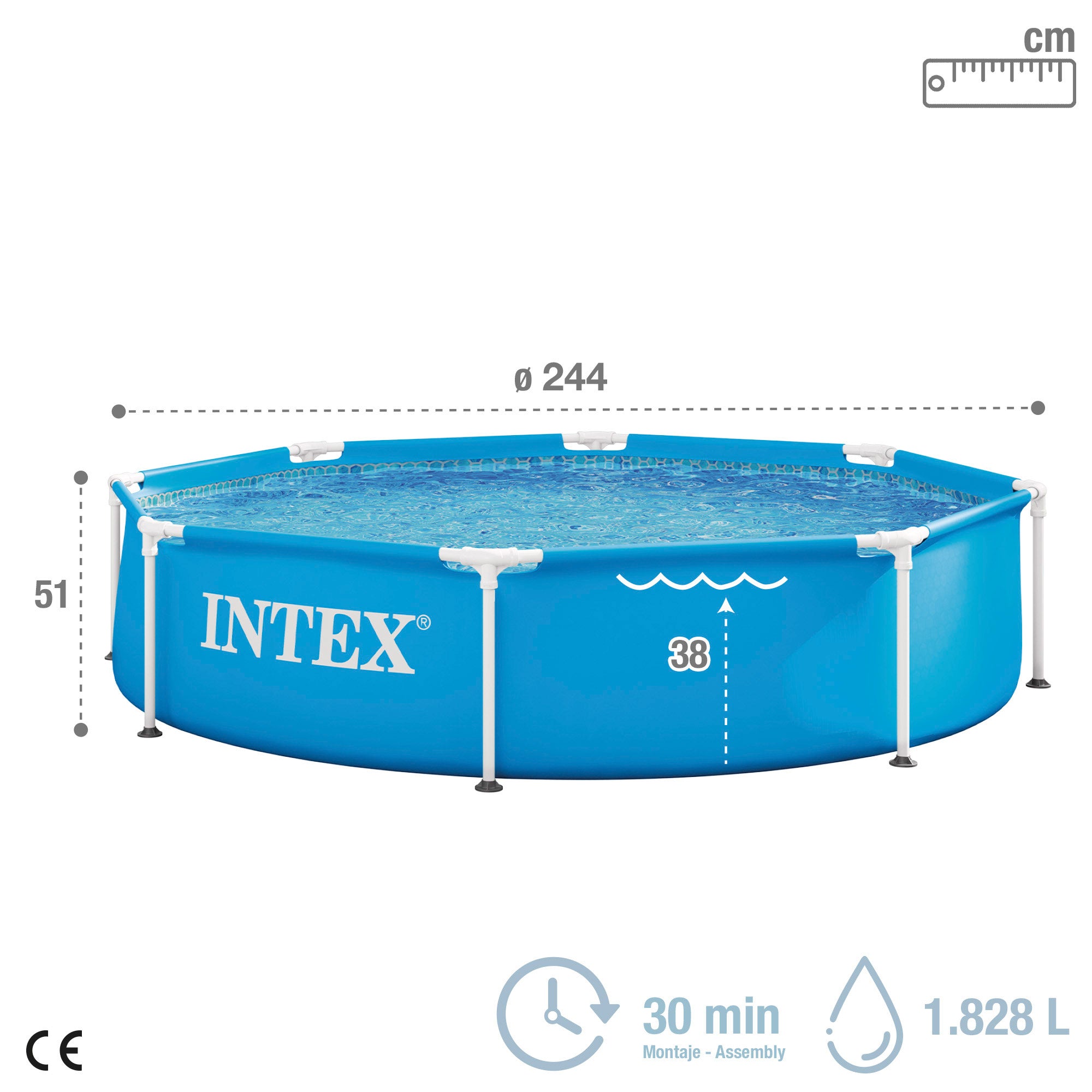 Piscina redonda com estrutura metálica tubular INTEX