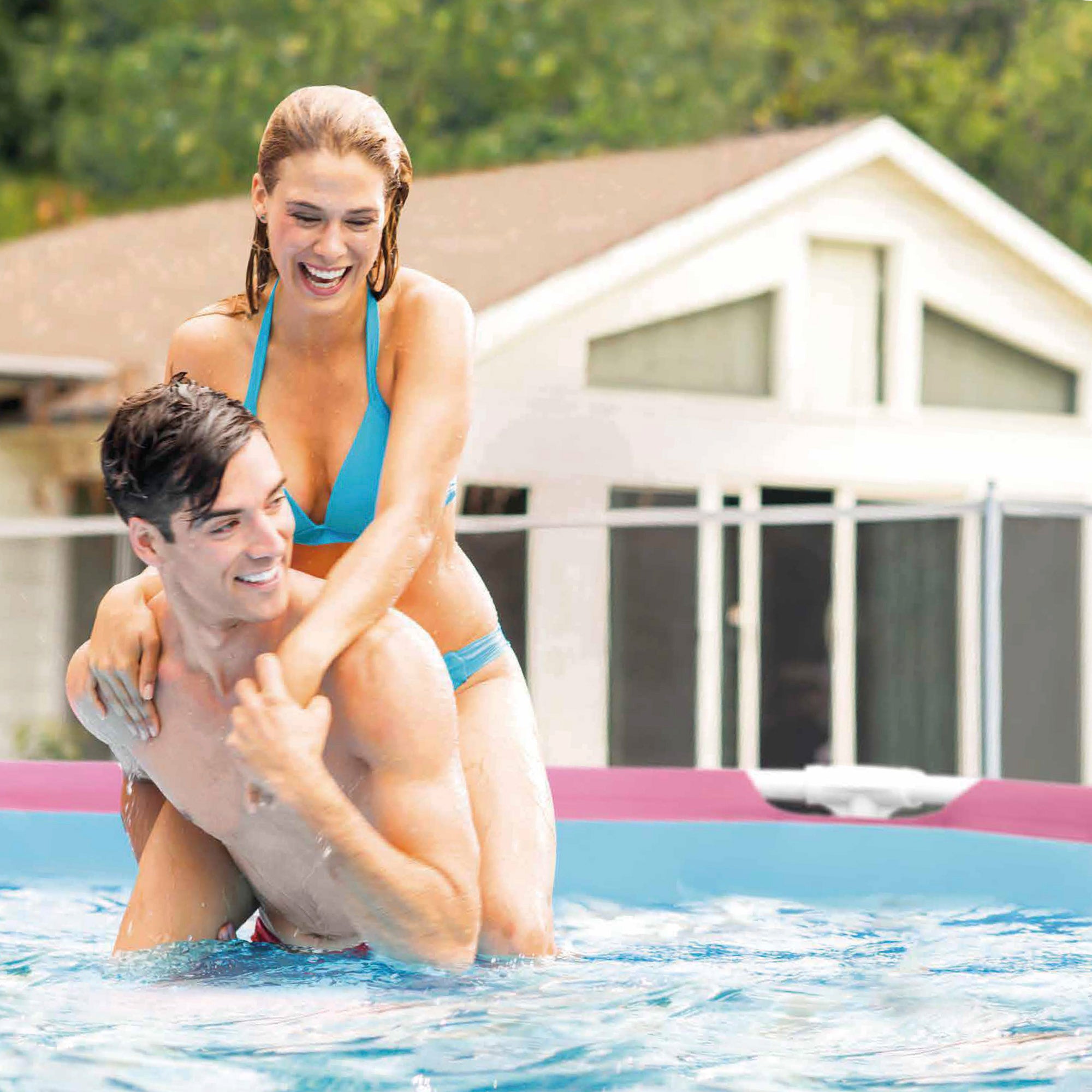 Piscina amovível INTEX com estrutura metálica rosa Ø244x76 cm - 2.843 l