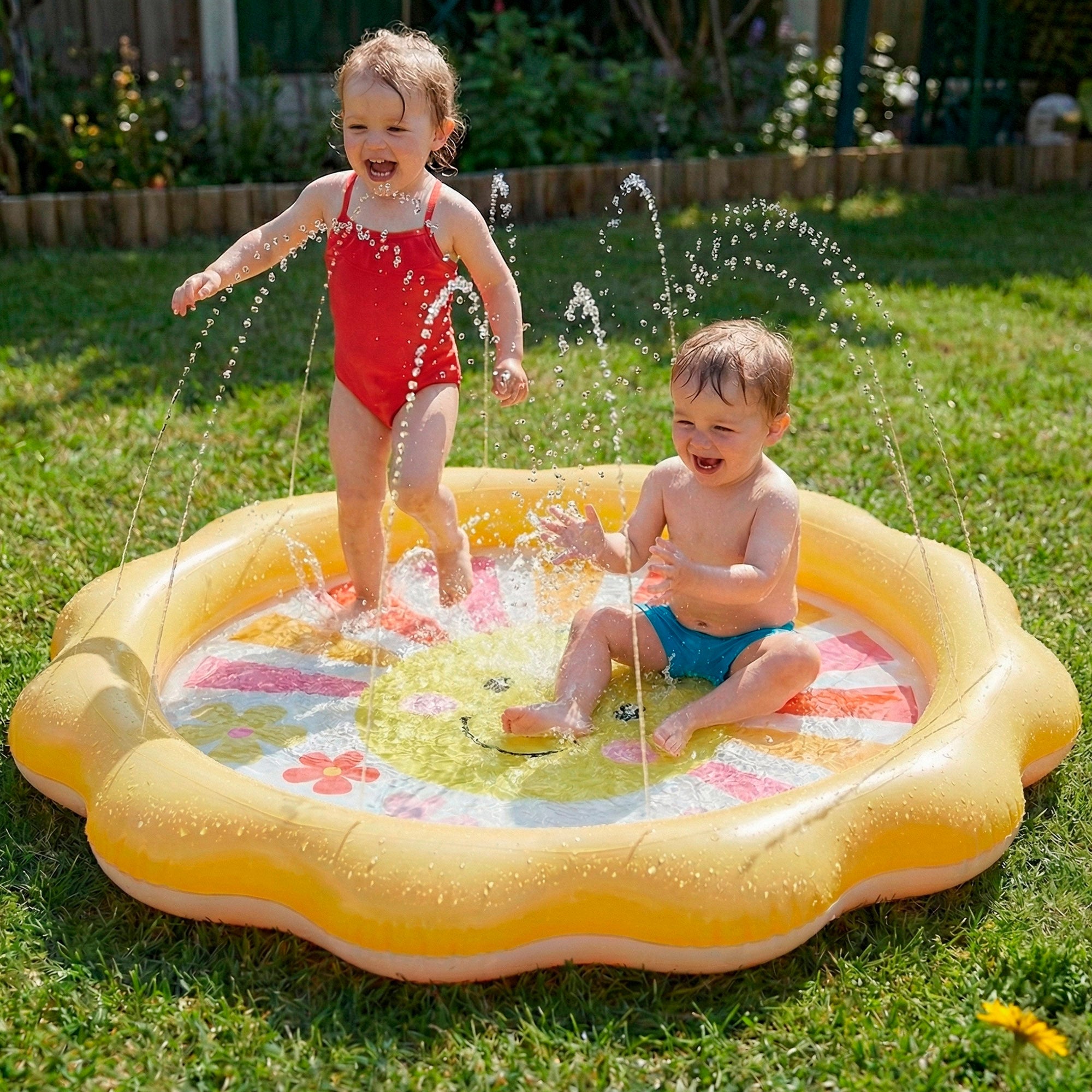 Piscina infantil insuflável em forma de flor da INTEX com jato de água D104