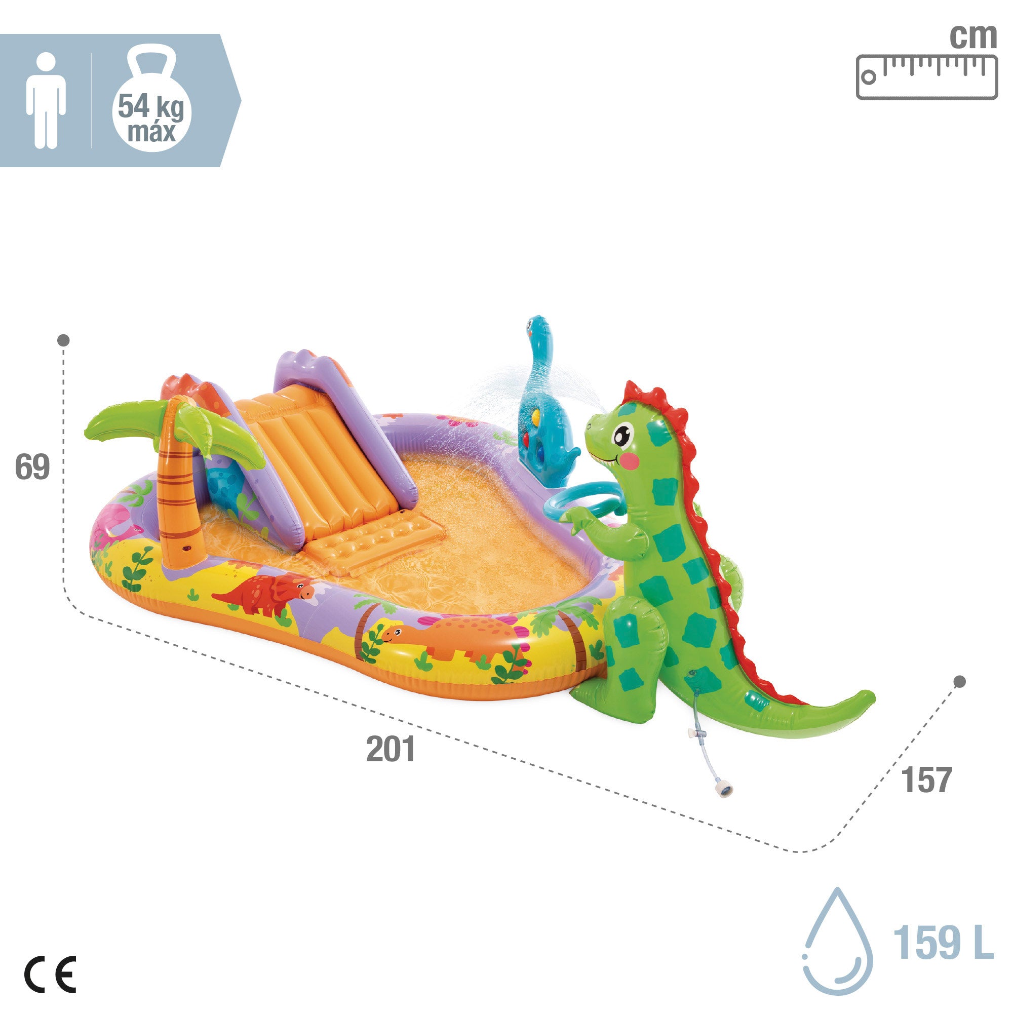 Parque Aquático Insuflável INTEX Dino Park com Tobogã e Esguicho
