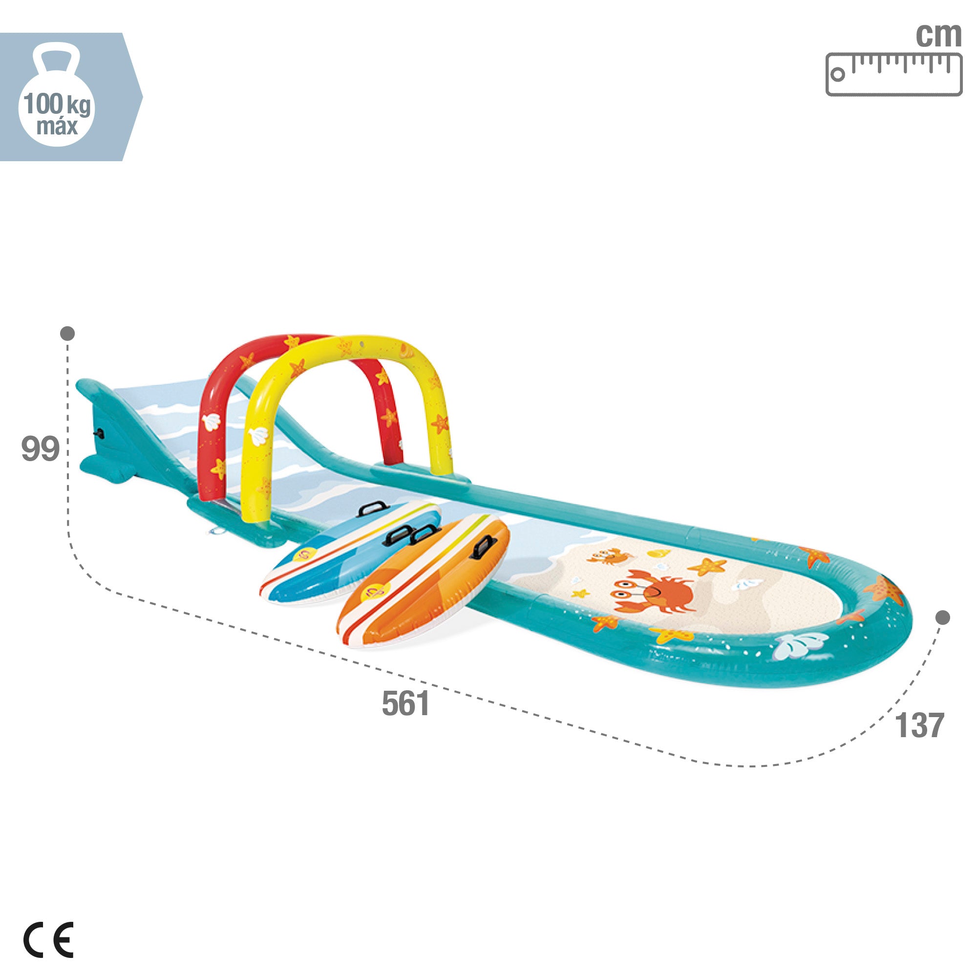 Pista de Tobogã Aquático INTEX com Aspersor, Pranchas de Surf e Escorrega