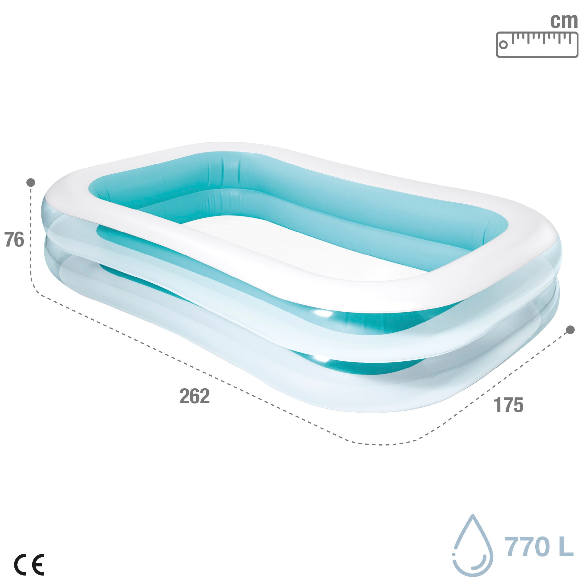 Piscina insuflável retangular INTEX 262x175x56 cm - 770 l