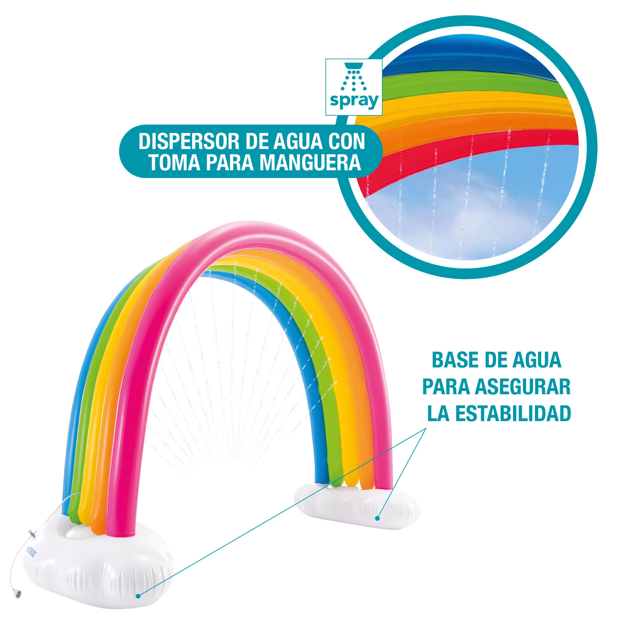 Arco-íris insuflável gigante INTEX com spray 300x109x180 cm
