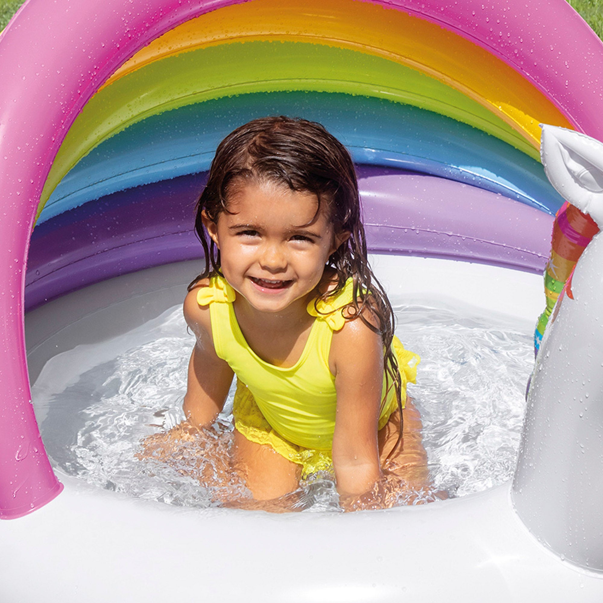 Piscina infantil insuflável INTEX com guarda-sol em unicórnio, 102x127x69 cm