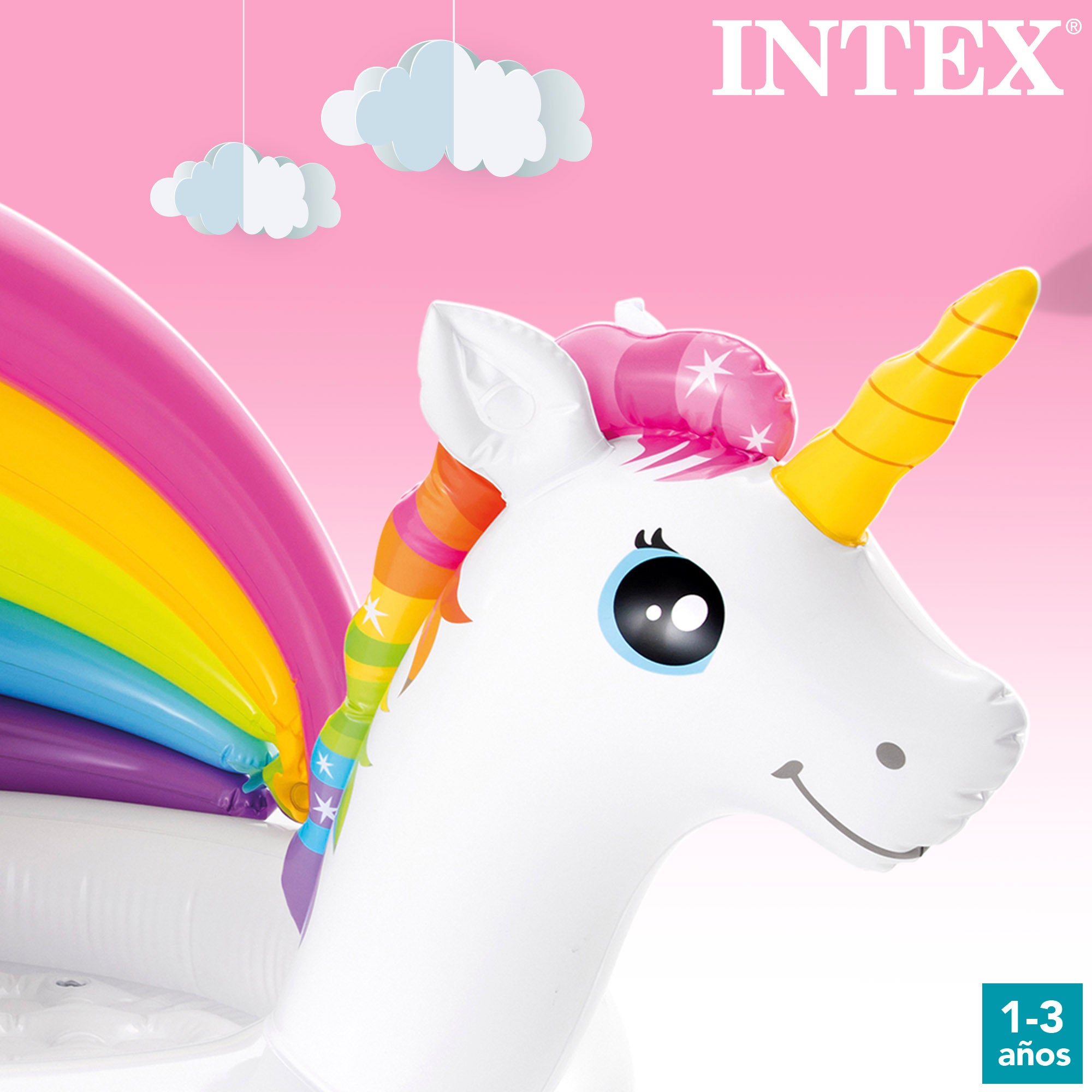 Piscina infantil insuflável INTEX com guarda-sol em unicórnio, 102x127x69 cm