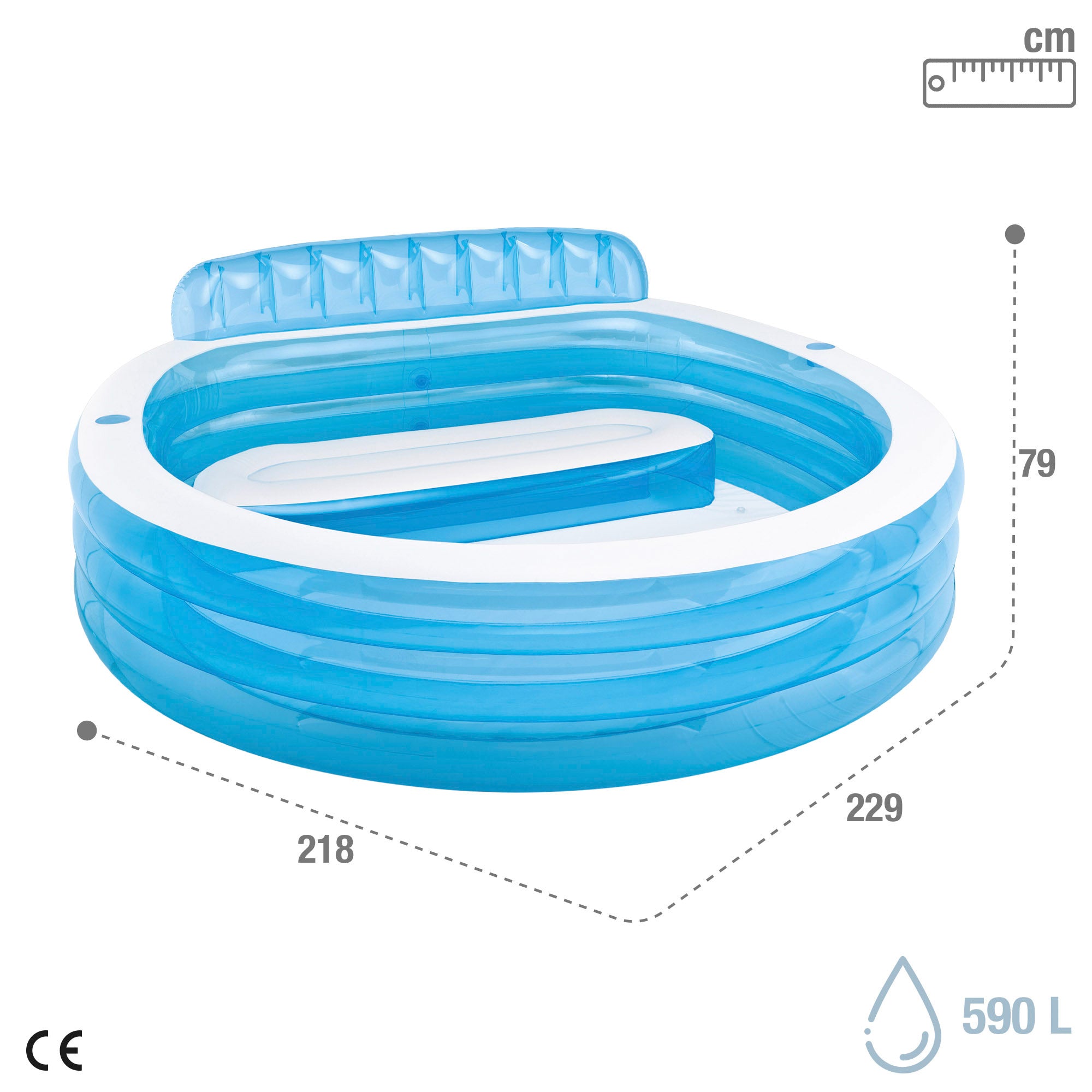 Piscina insuflável INTEX com espreguiçadeira 229x218x79 cm - 590 l
