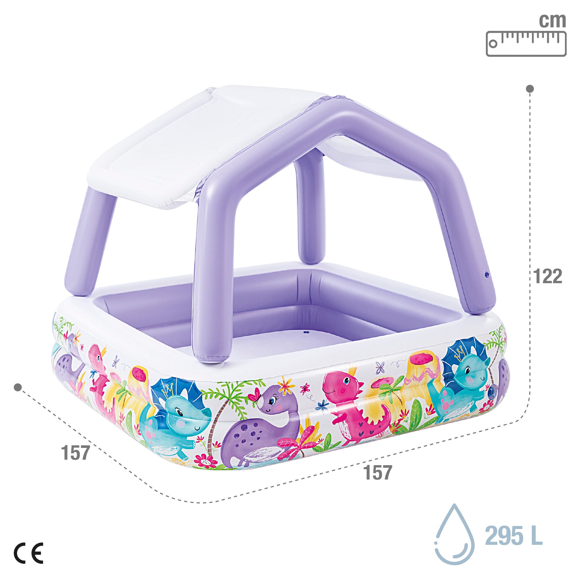 Piscina insuflável infantil INTEX com cobertura amovível 157x157x122 cm - 295 l