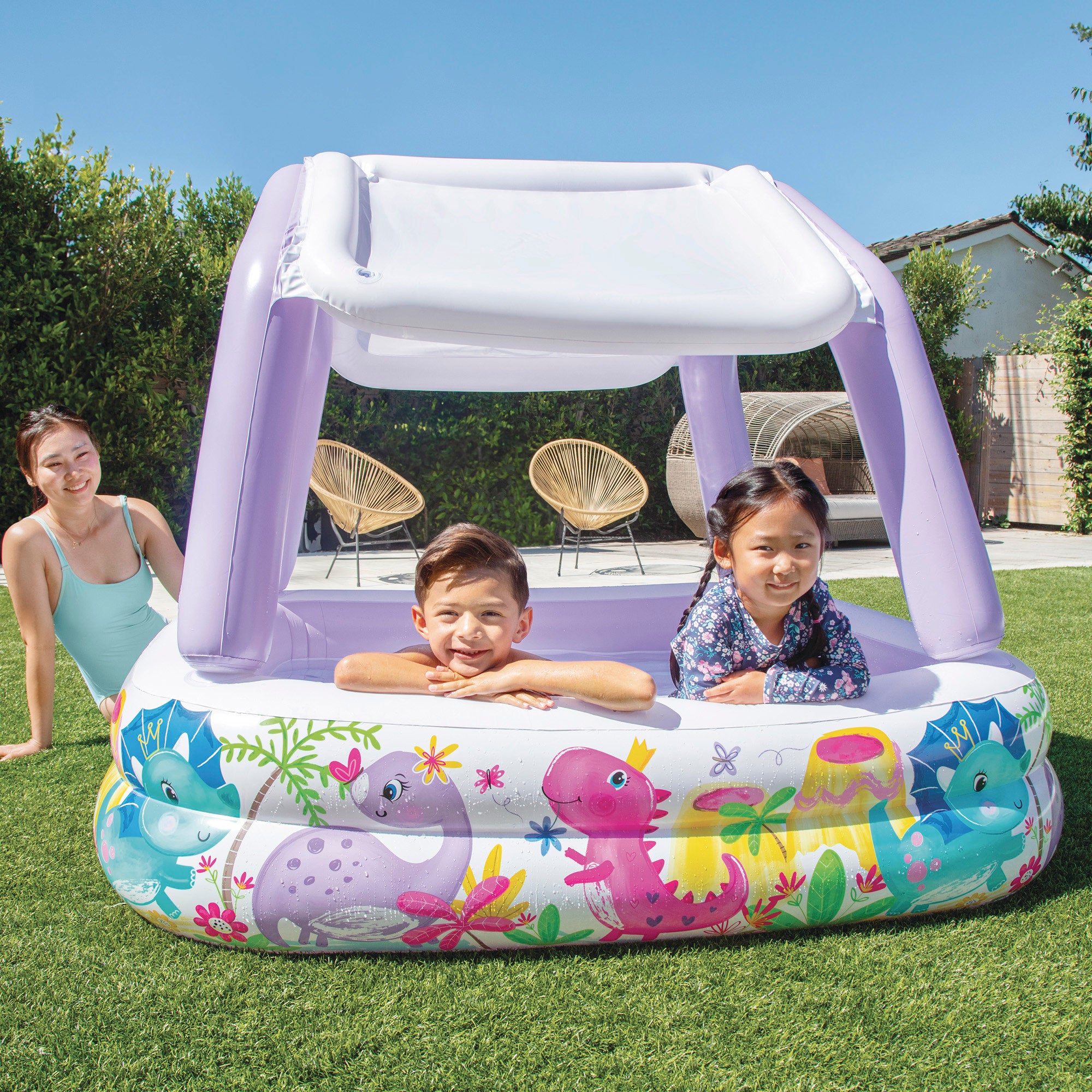 Piscina insuflável infantil INTEX com cobertura amovível 157x157x122 cm - 295 l