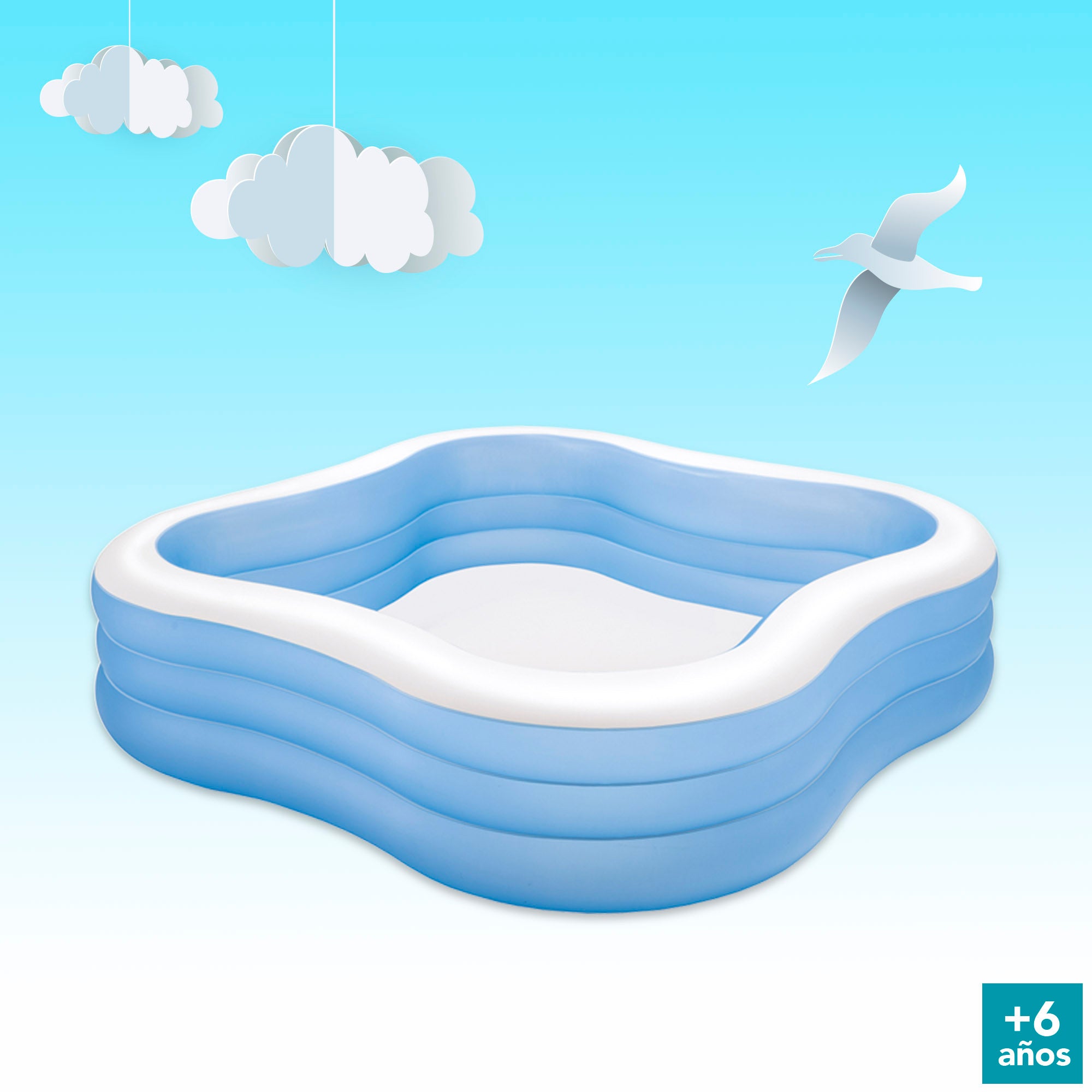 Piscina insuflável quadrada INTEX 229x229x56 cm - 1.250 litros