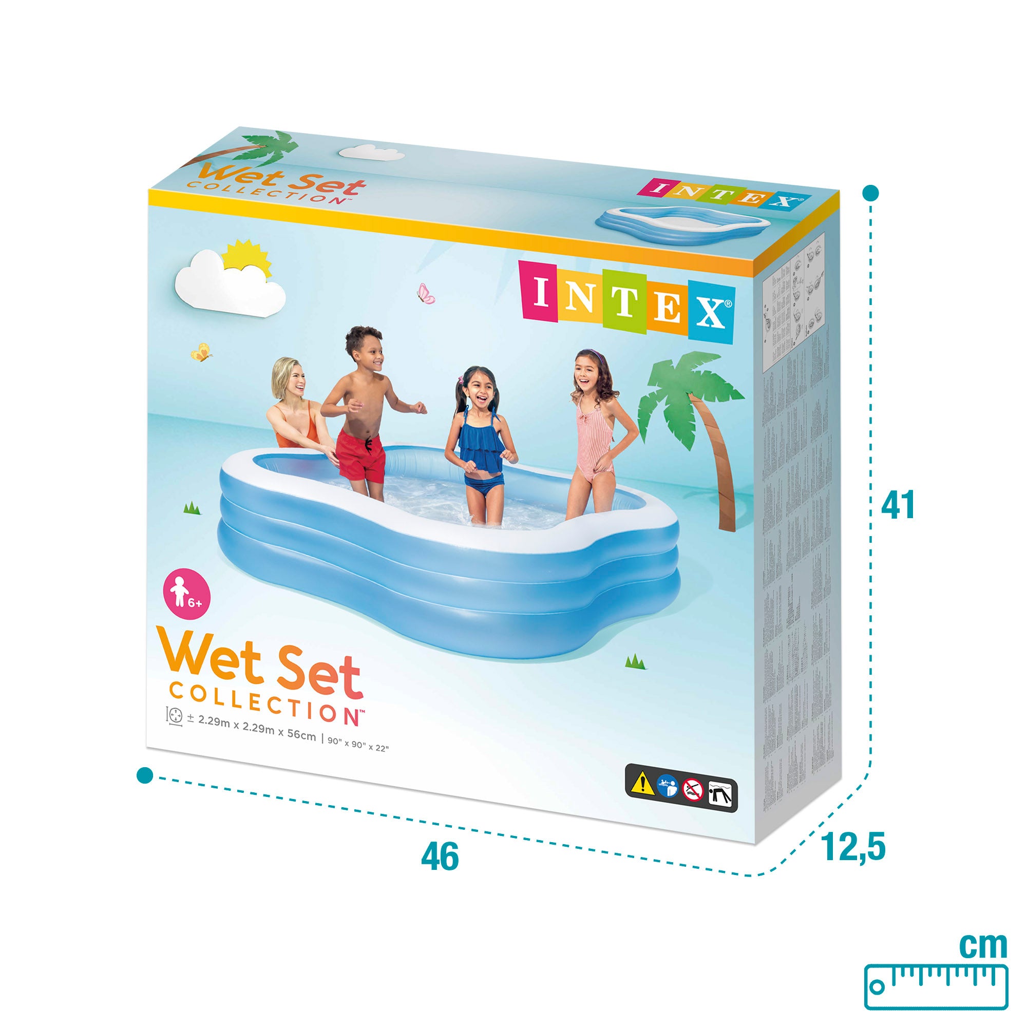 Piscina insuflável quadrada INTEX 229x229x56 cm - 1.250 litros