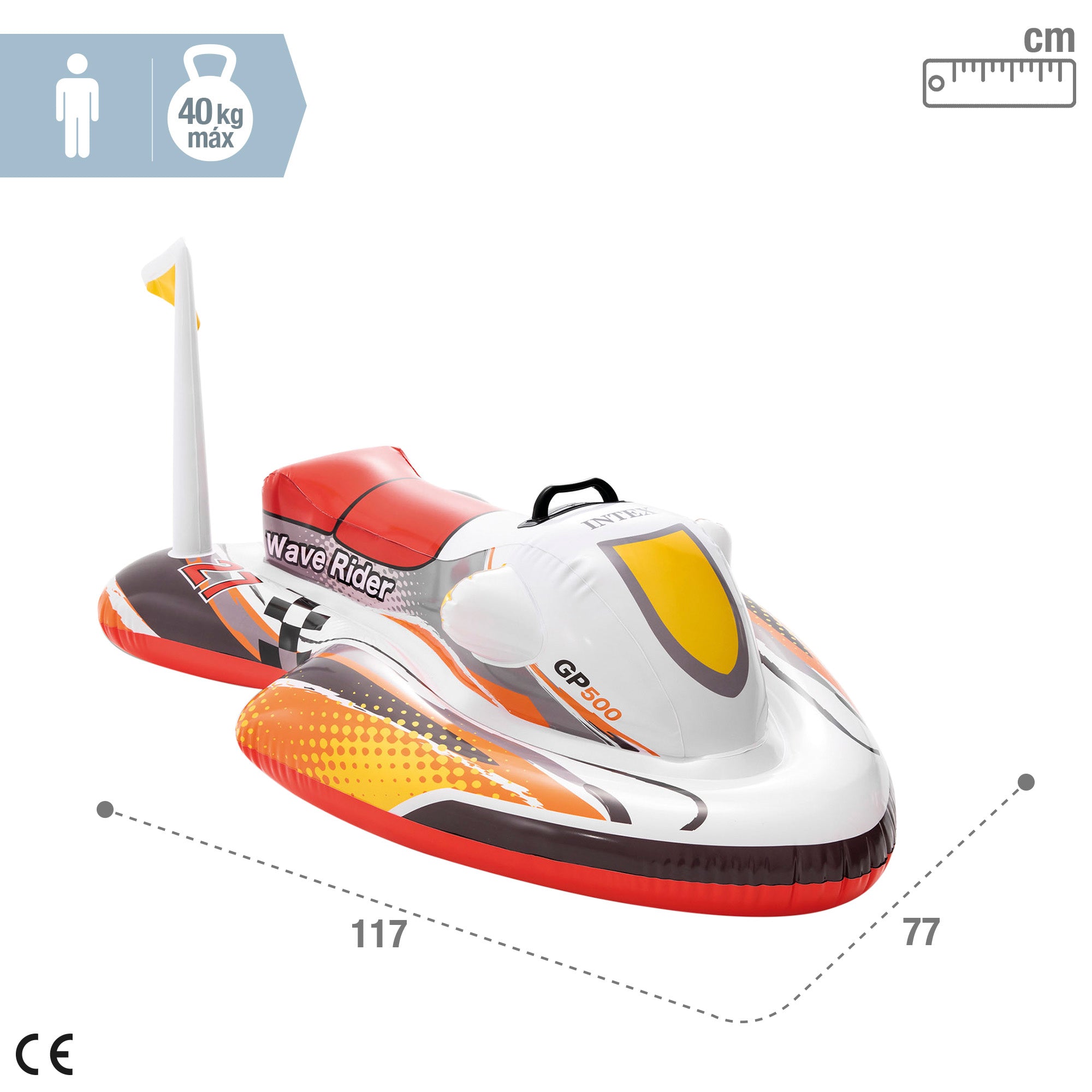 Jet Ski insuflável INTEX para criança, 117x77 cm