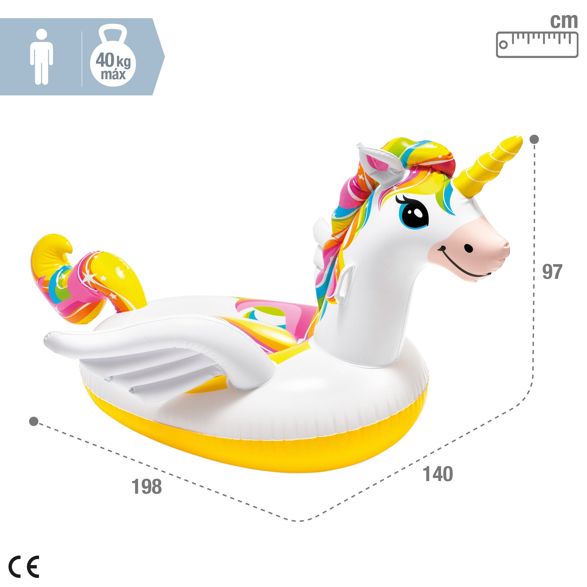 Unicórnio insuflável INTEX, tamanho médio