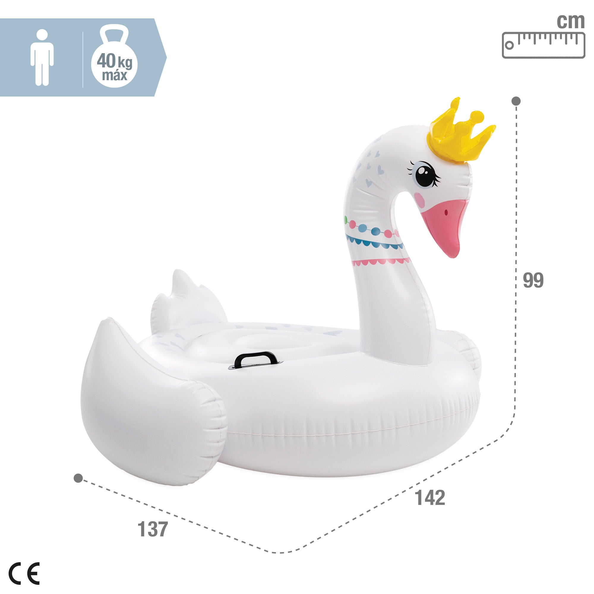 Boia de piscina em forma de cisne da INTEX com pegas, 142x137x99 cm