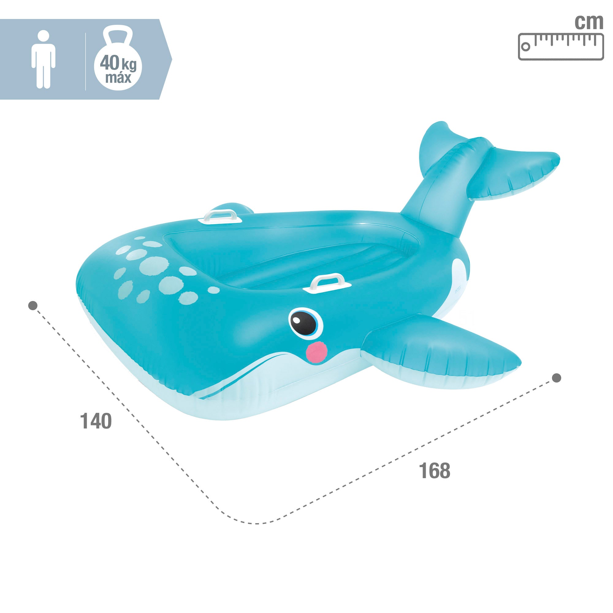 Barco insuflável em forma de baleia da INTEX para criança, com piso almofadado, 140x168 cm