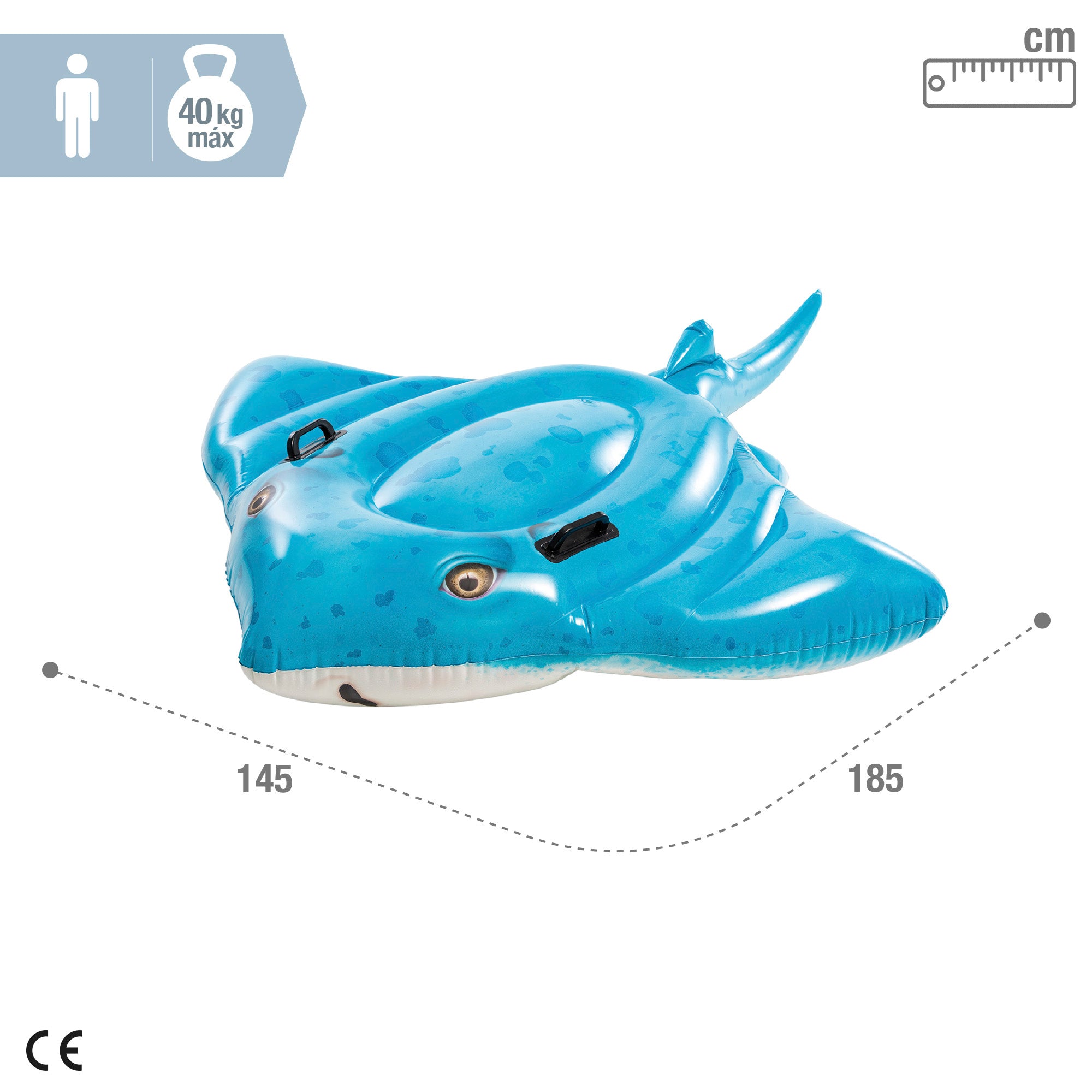 Boia de piscina INTEX às riscas com pegas 145x185 cm