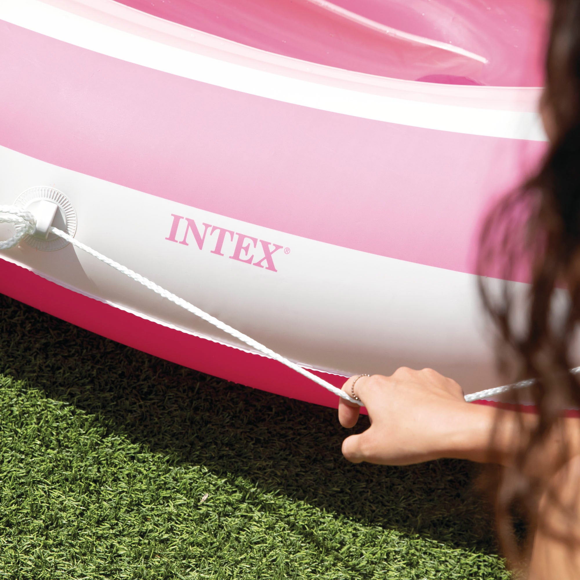 Colchão insuflável INTEX Pink Paradise com cobertura e suporte para copos