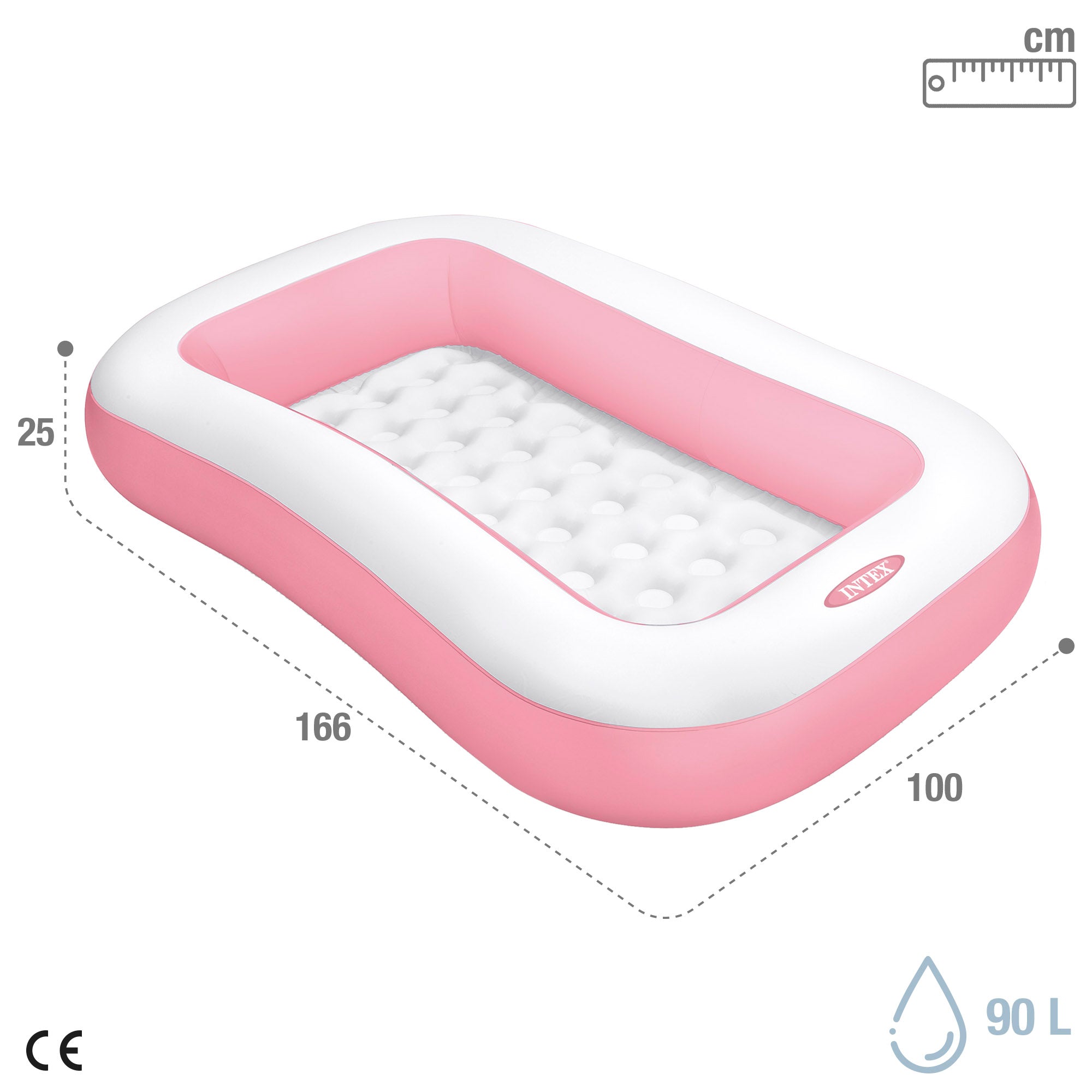 Piscina insuflável infantil INTEX, cor-de-rosa, com piso almofadado, 166x100x25 cm