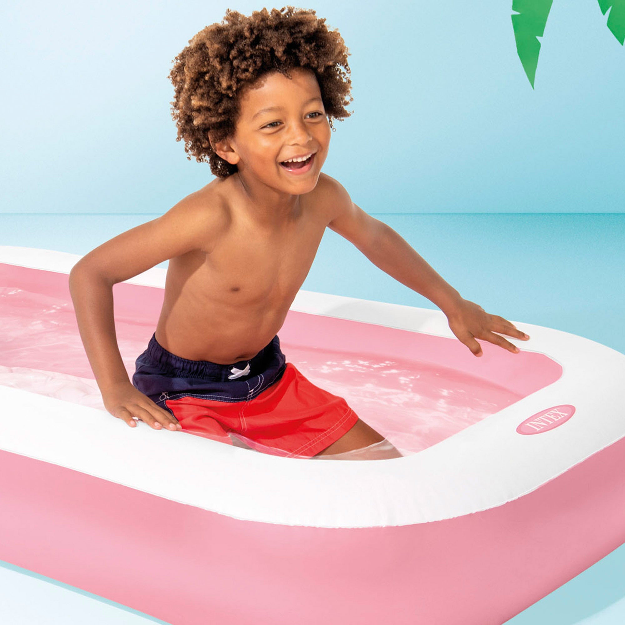 Piscina insuflável infantil INTEX, cor-de-rosa, com piso almofadado, 166x100x25 cm