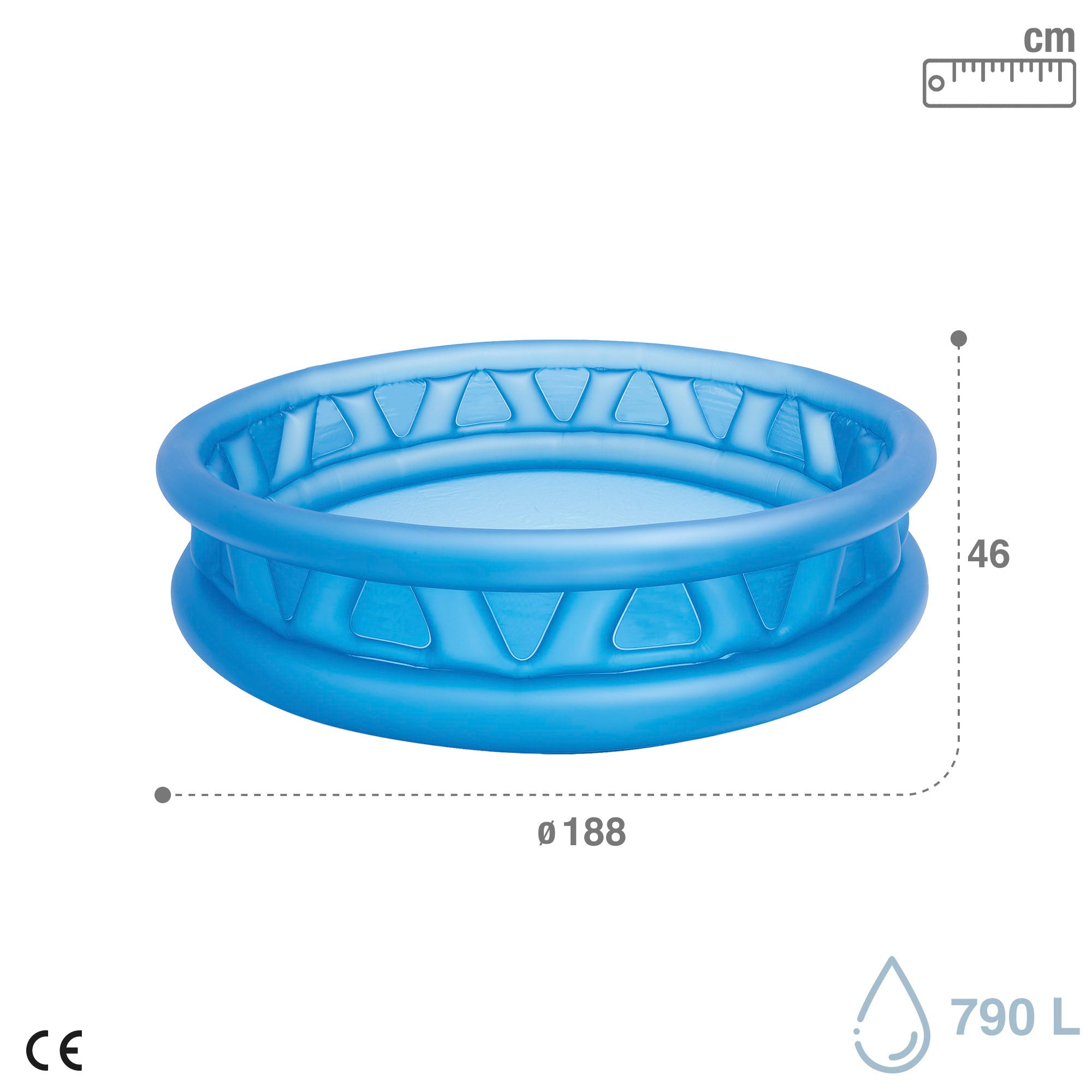 Piscina insuflável infantil INTEX com 2 anéis e superfície texturada, 188x46 cm - 666 litros