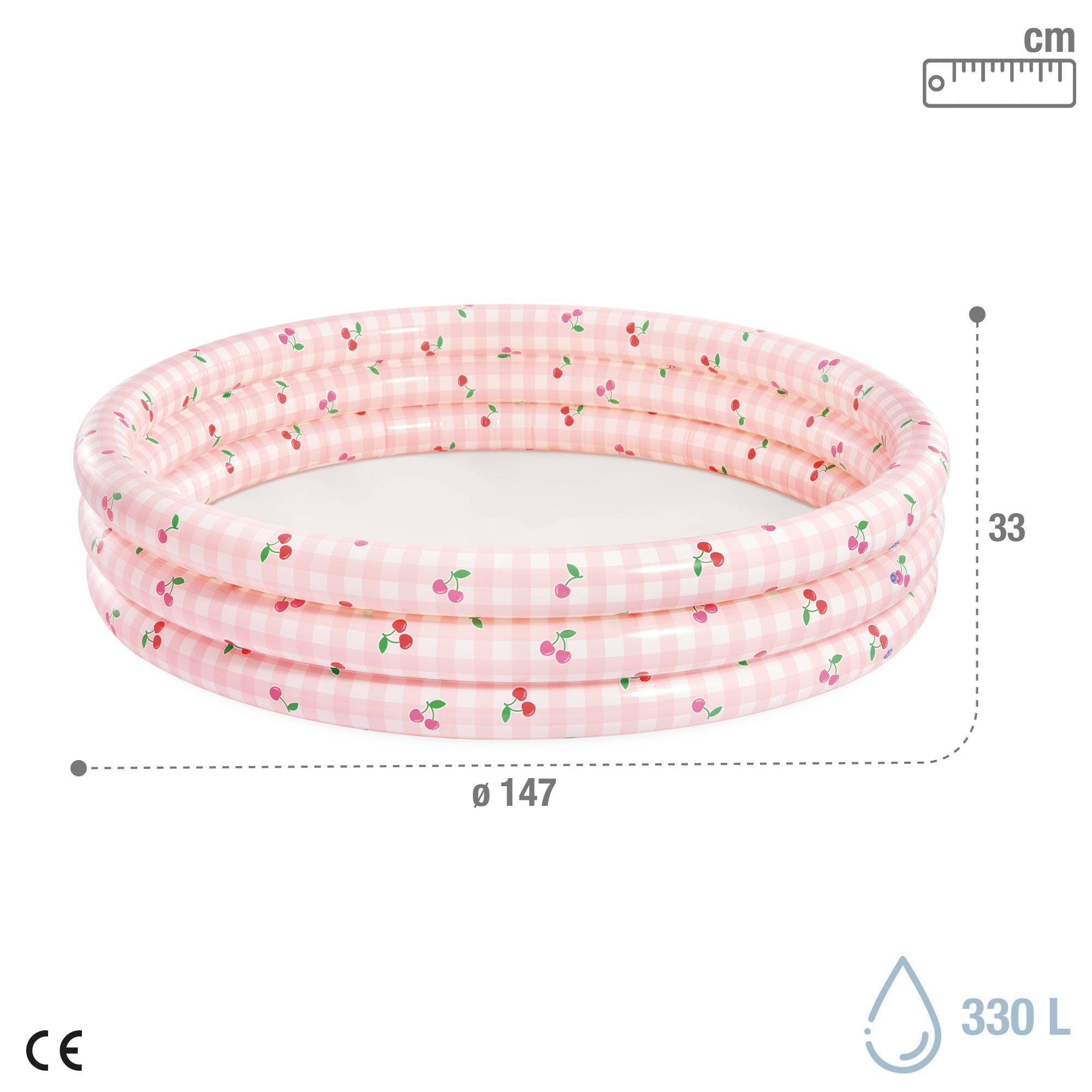 INTEX Piscina insuflável redonda em xadrez vichy e cerejas