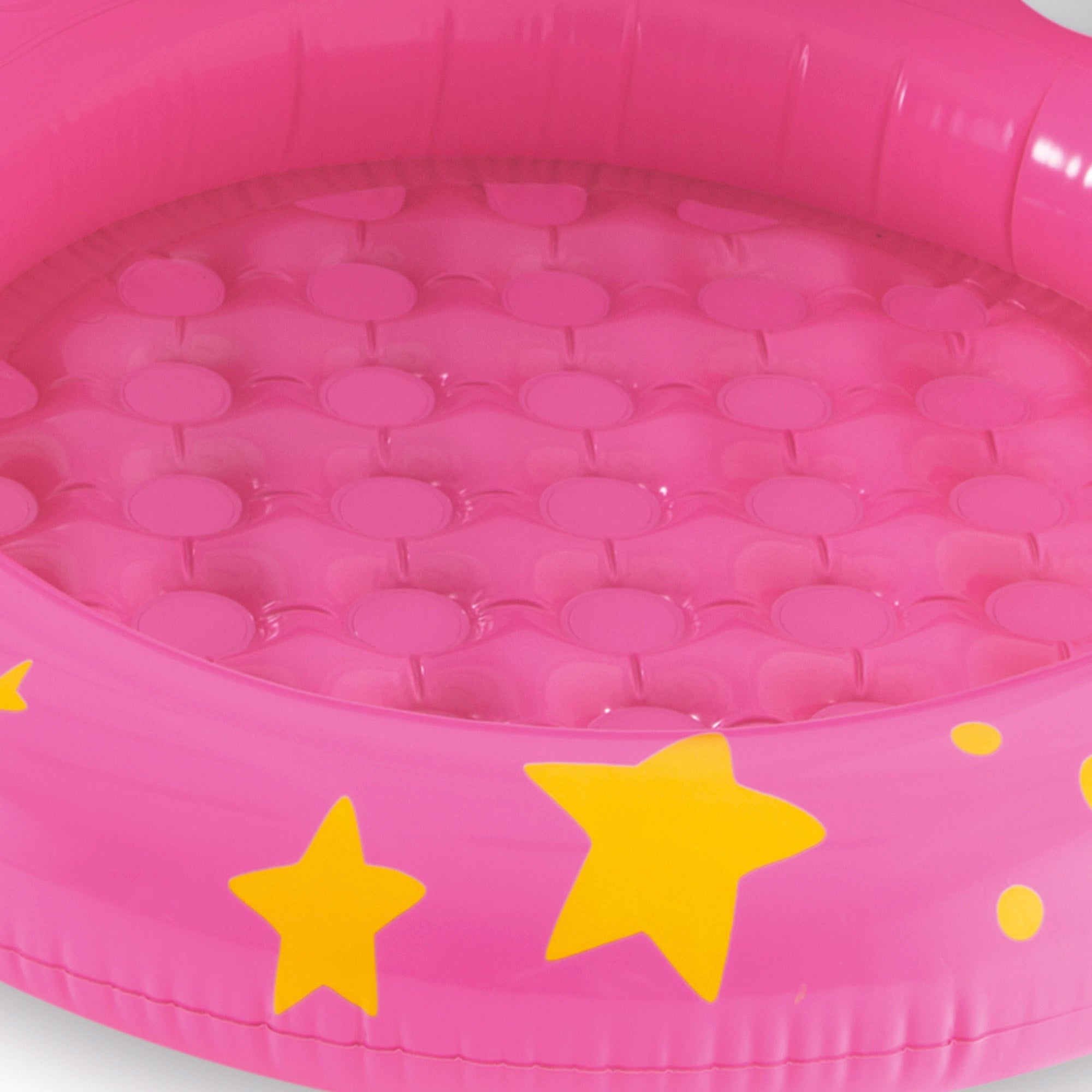 Piscina insuflável INTEX em forma de unicórnio com cobertura e piso almofadado.