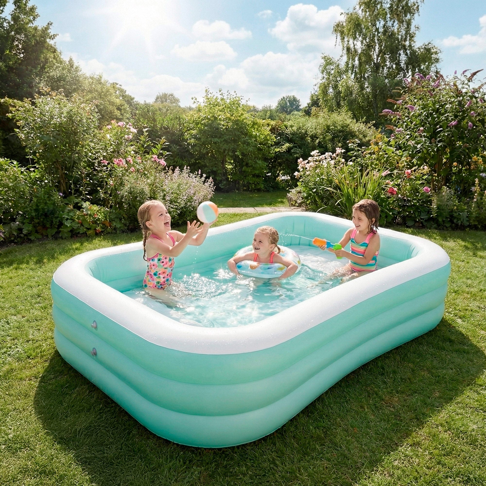 Piscina insuflável infantil INTEX azul e branca